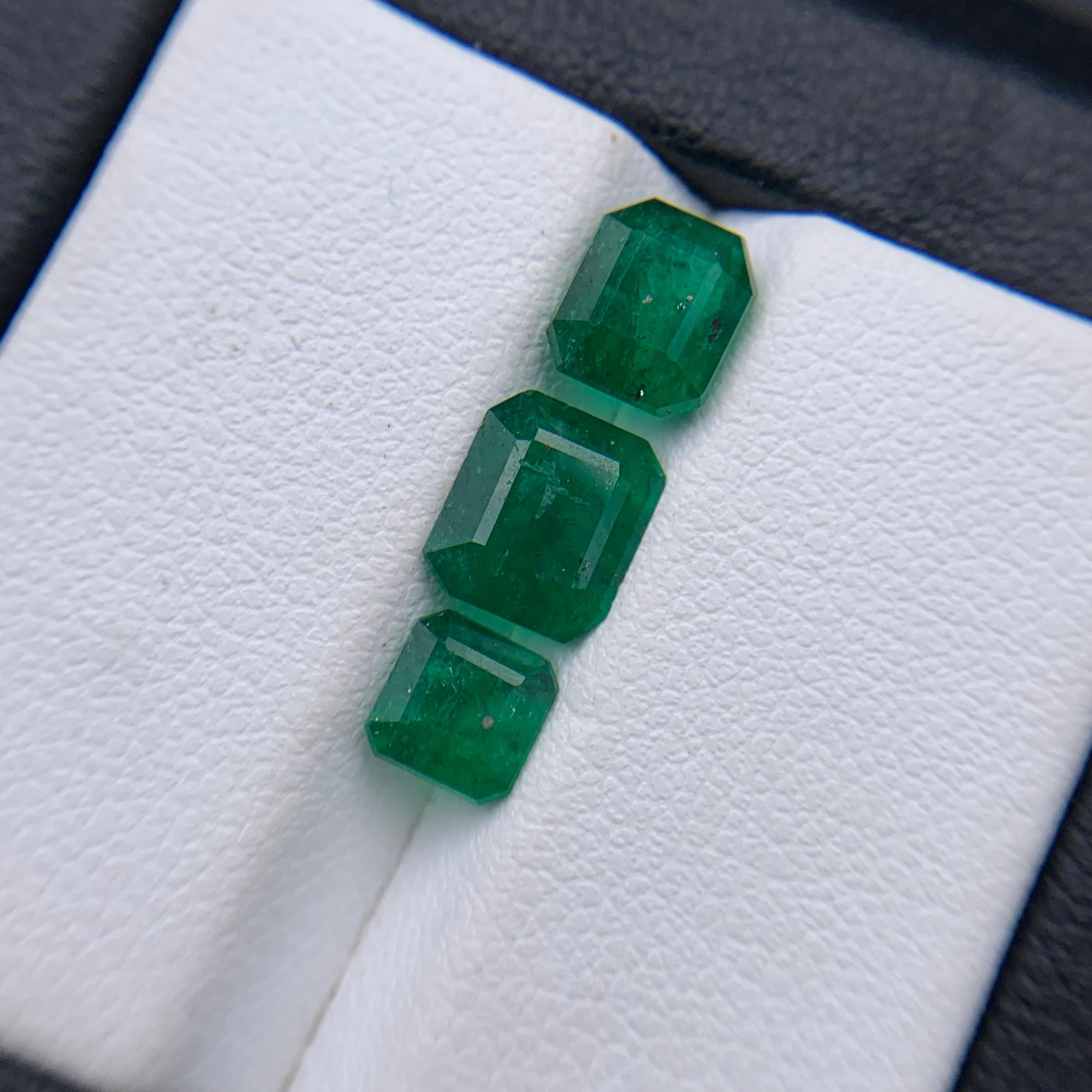 Contemporary Deep Rich Green Natural Emerald Loose Gemstones Lot 3.15 Ct Emerald Cut-Jewelry