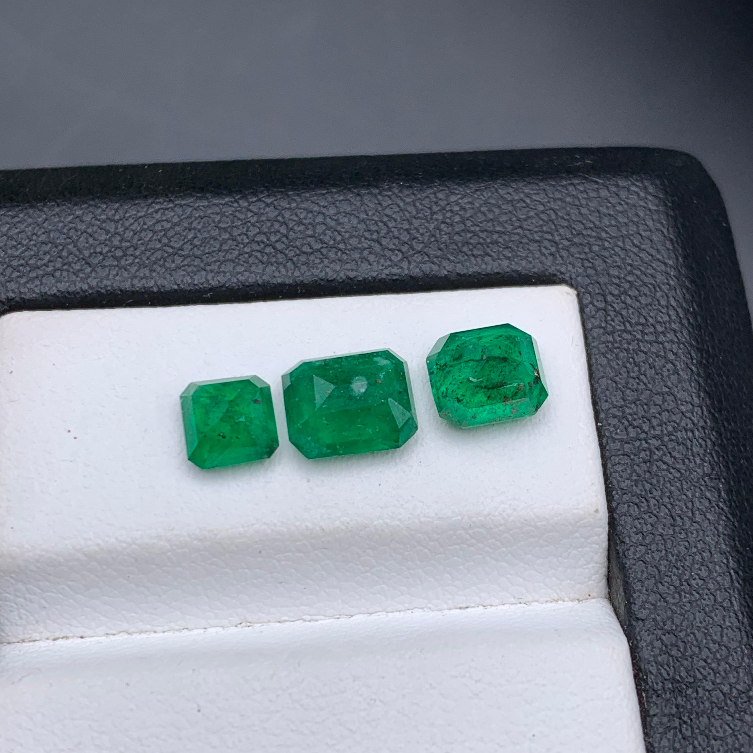 Deep Rich Green Natural Emerald Loose Gemstones Lot 3.15 Ct Emerald Cut-Jewelry 1