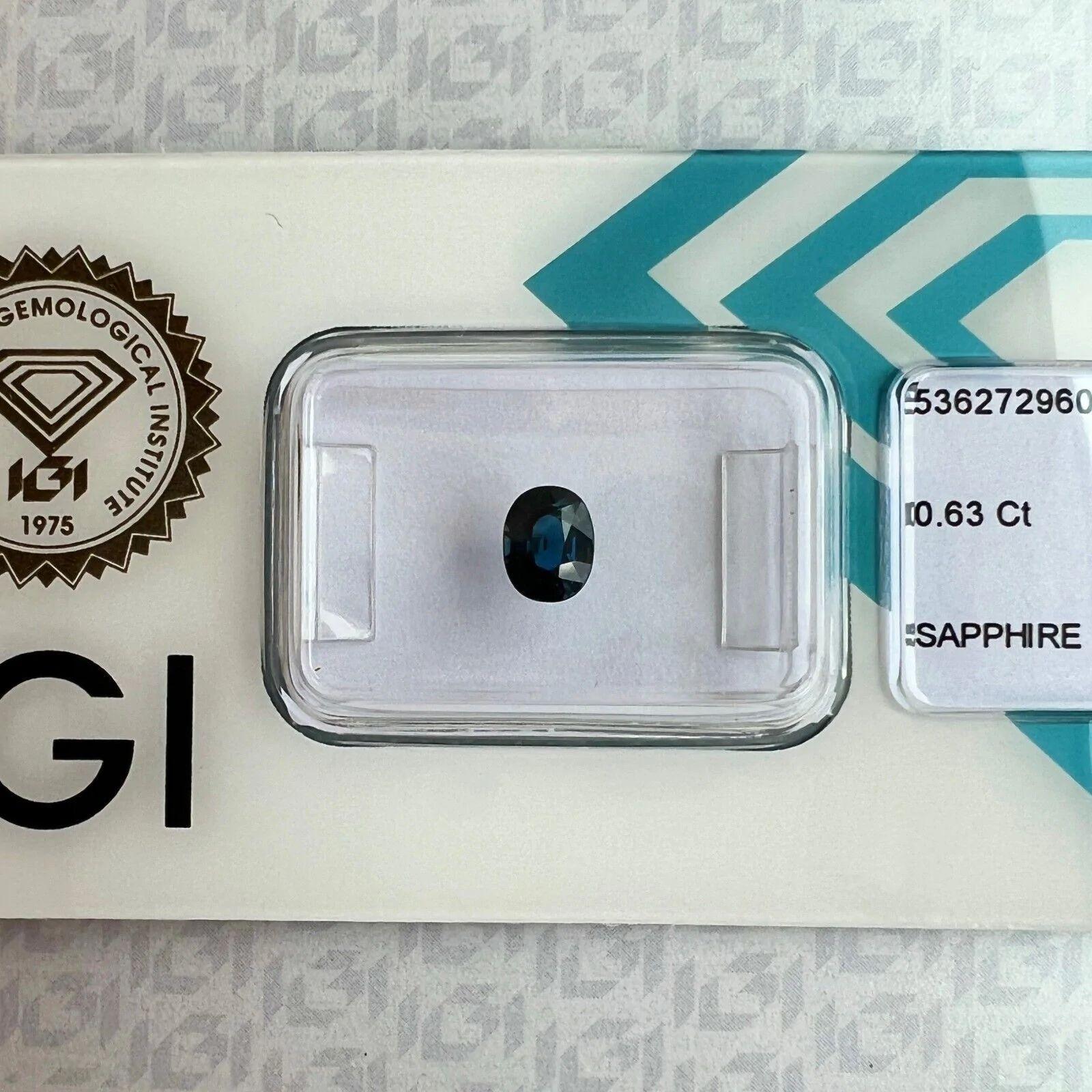 Deep Royal Blue Untreated Oval Cut Sapphire IGI Certified 0.63ct Loose Rare Gem For Sale 1