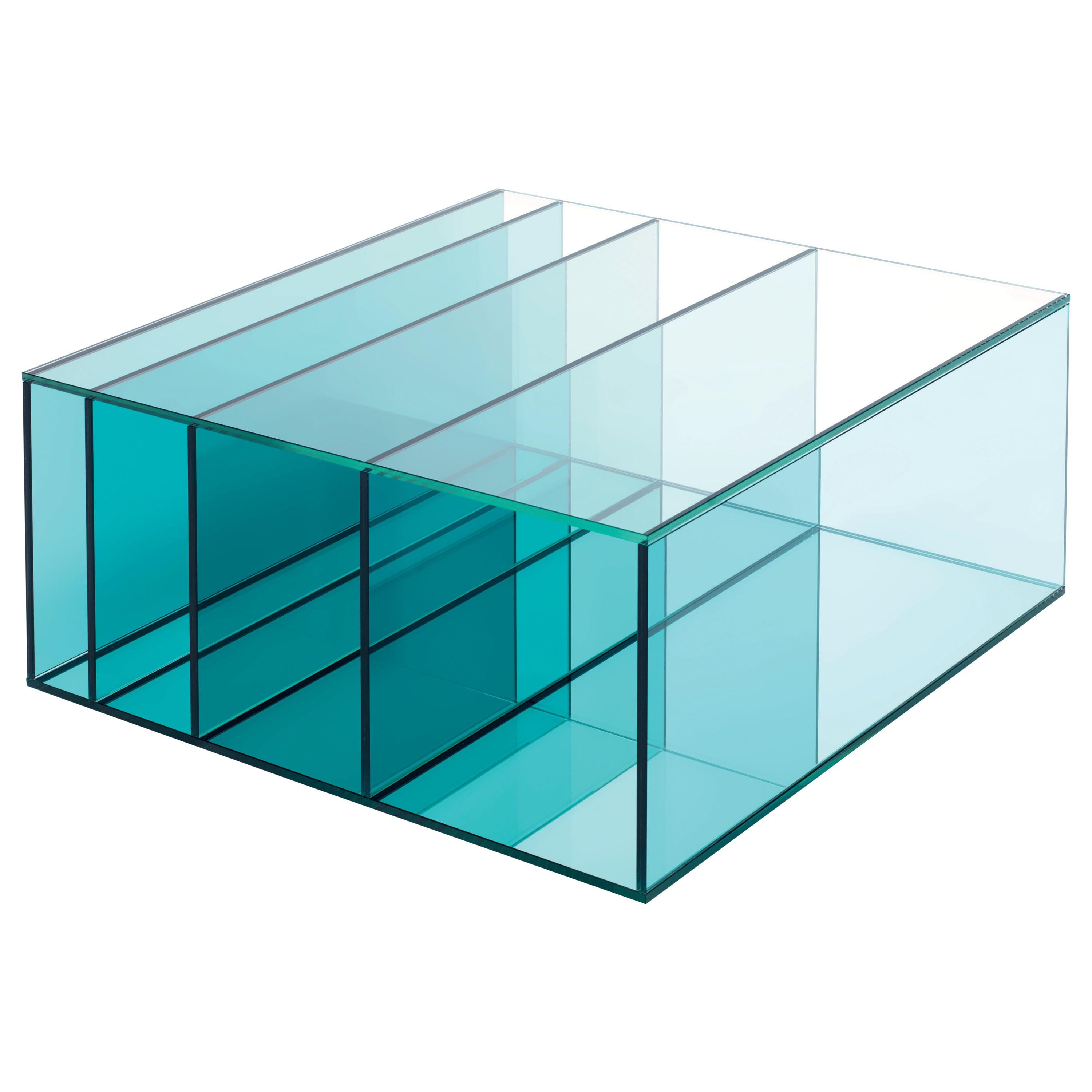 DEEP SEA Small Low Table in Blue Transparent Glass, by Nendo for Glas Italia
