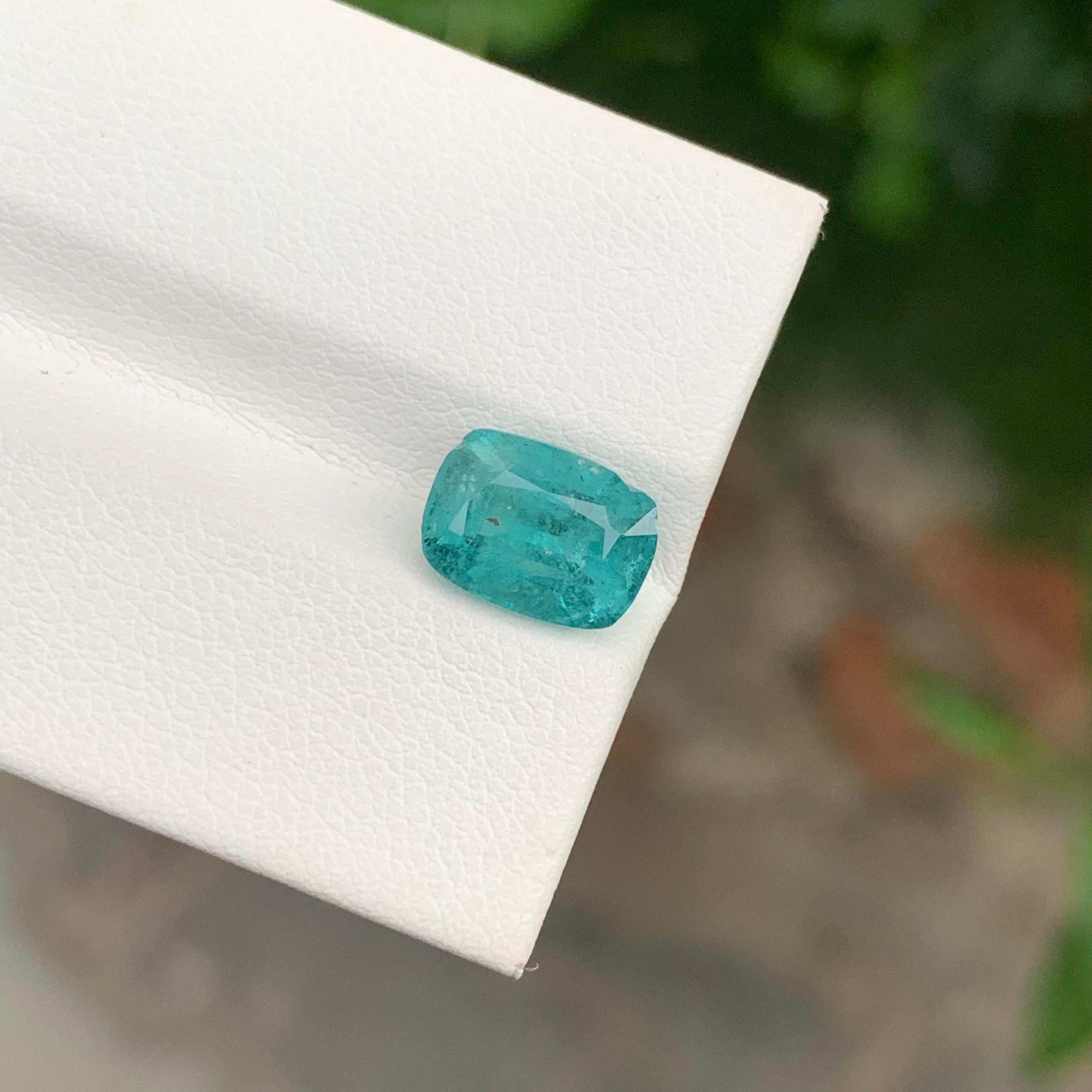 Taille coussin Pierre précieuse en forme de coussin de tourmaline naturelle de 2,60 carats de couleur écume de mer profonde pour bijoux en vente