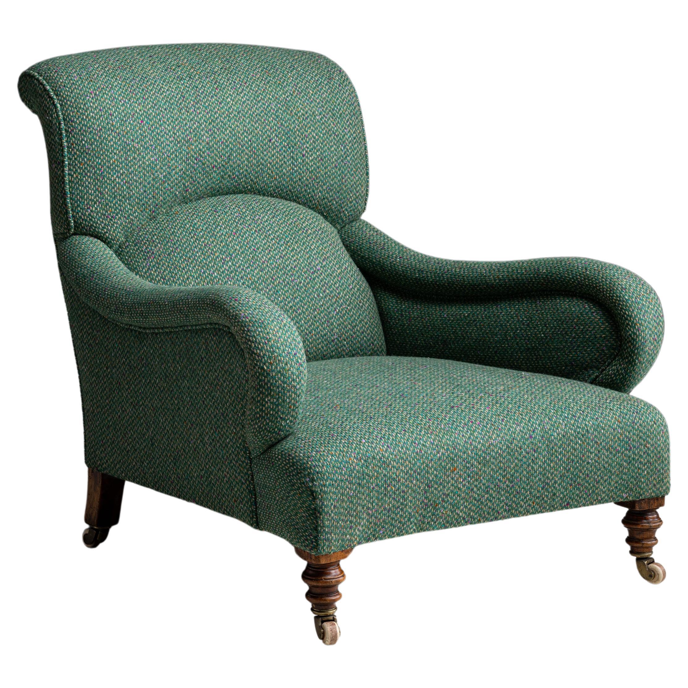 Deep Seated Armchair in Wool Tweed by Pierre Frey, England circa 1890