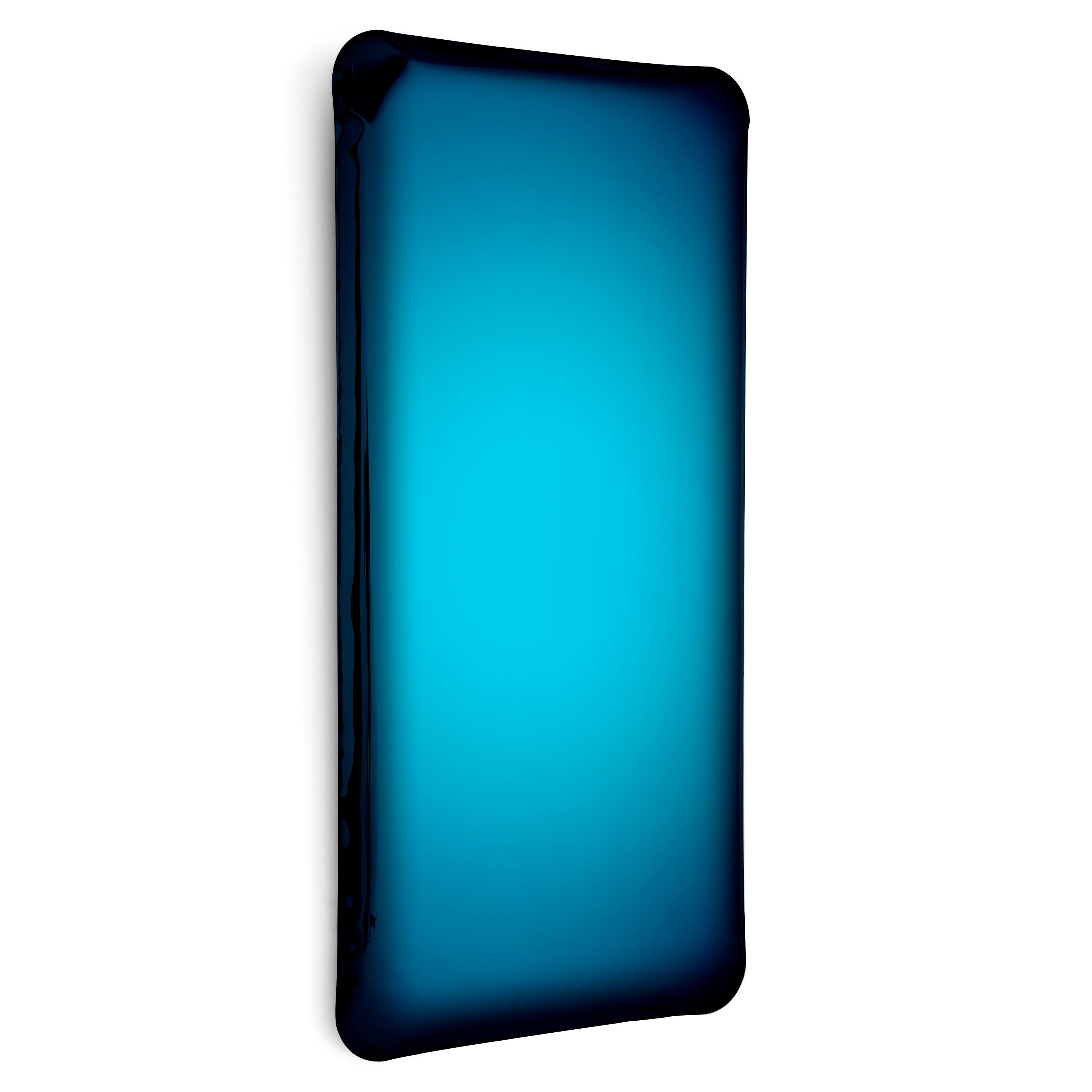Deep Space Blue Tafla Q2 sculptural wall mirror by Zieta
Dimensions: D 6 x W 60 x H 120 cm 
Material: Stainless steel. 
Finish: Deep Space Blue.
Available in finishes: Stainless Steel, Deep Space Blue, Emerald, Saphire, Saphire/Emerald, Dark Matter,