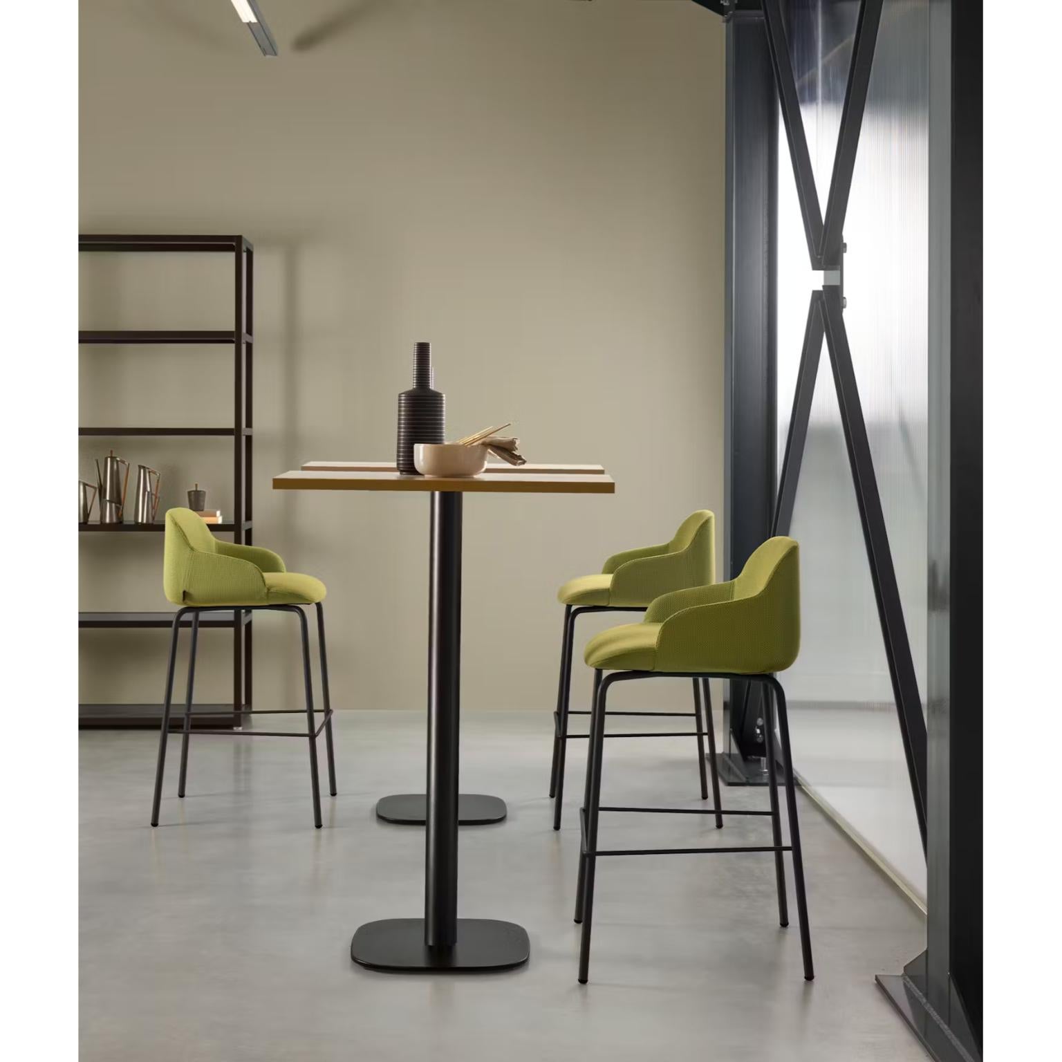 Italian Deep Stool in Oak Wooden Legs & Upholstered Seat by Quinti Sedute For Sale