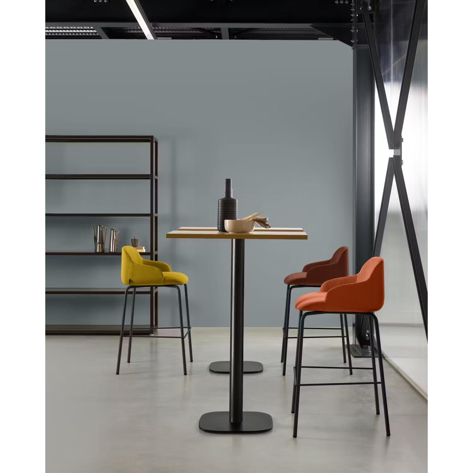 Other Deep Stool in Oak Wooden Legs & Upholstered Seat by Quinti Sedute For Sale