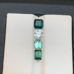 Deep Teal Blue, Light Pink & Green Natural Tourmaline Loose Gemstones 2.65 Carat