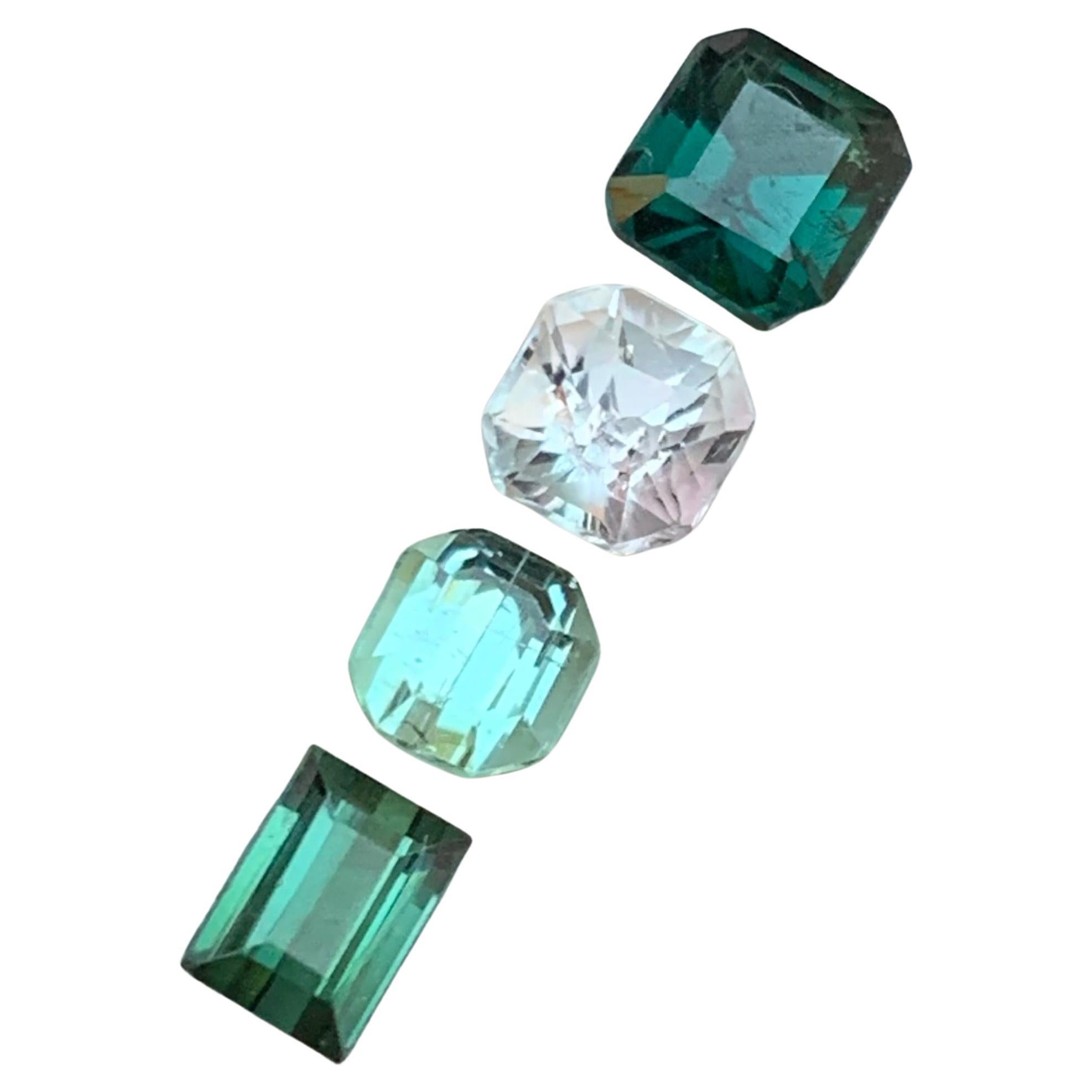 Deep Teal Blue, Light Pink & Green Natural Tourmaline Loose Gemstones 2.65 Carat