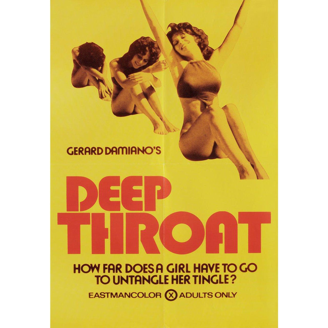 Original 1972 U.S. poster for the film Deep Throat directed by Gerard Damiano with Harry Reems / Dolly Sharp / Bill Harrison / William Love. Very Good-Fine condition, folded. Many original posters were issued folded or were subsequently folded.