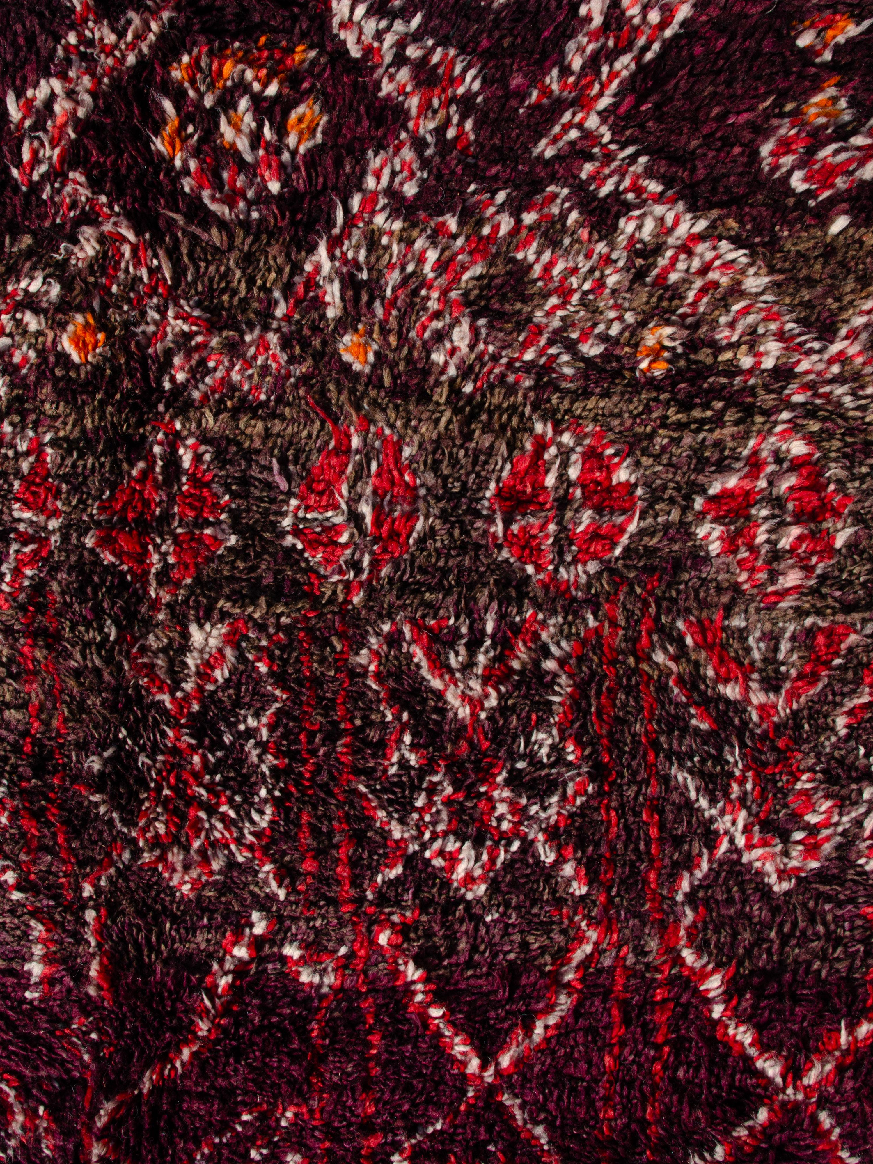 Tribal Deep Toned Vintage Moroccan Beni M'Guild Carpet Curated By Breuckelen Berber For Sale