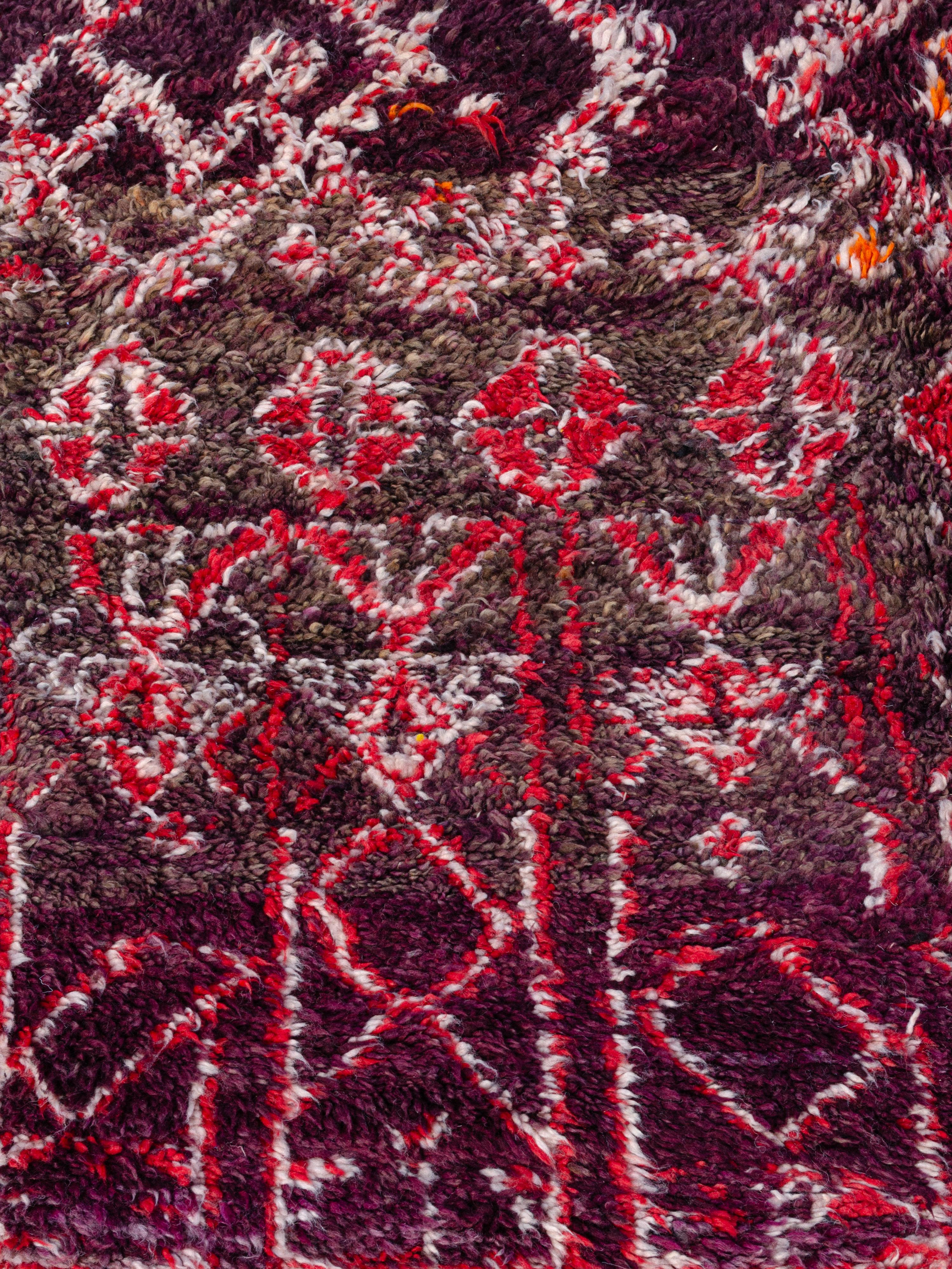 Hand-Woven Deep Toned Vintage Moroccan Beni M'Guild Carpet Curated By Breuckelen Berber For Sale
