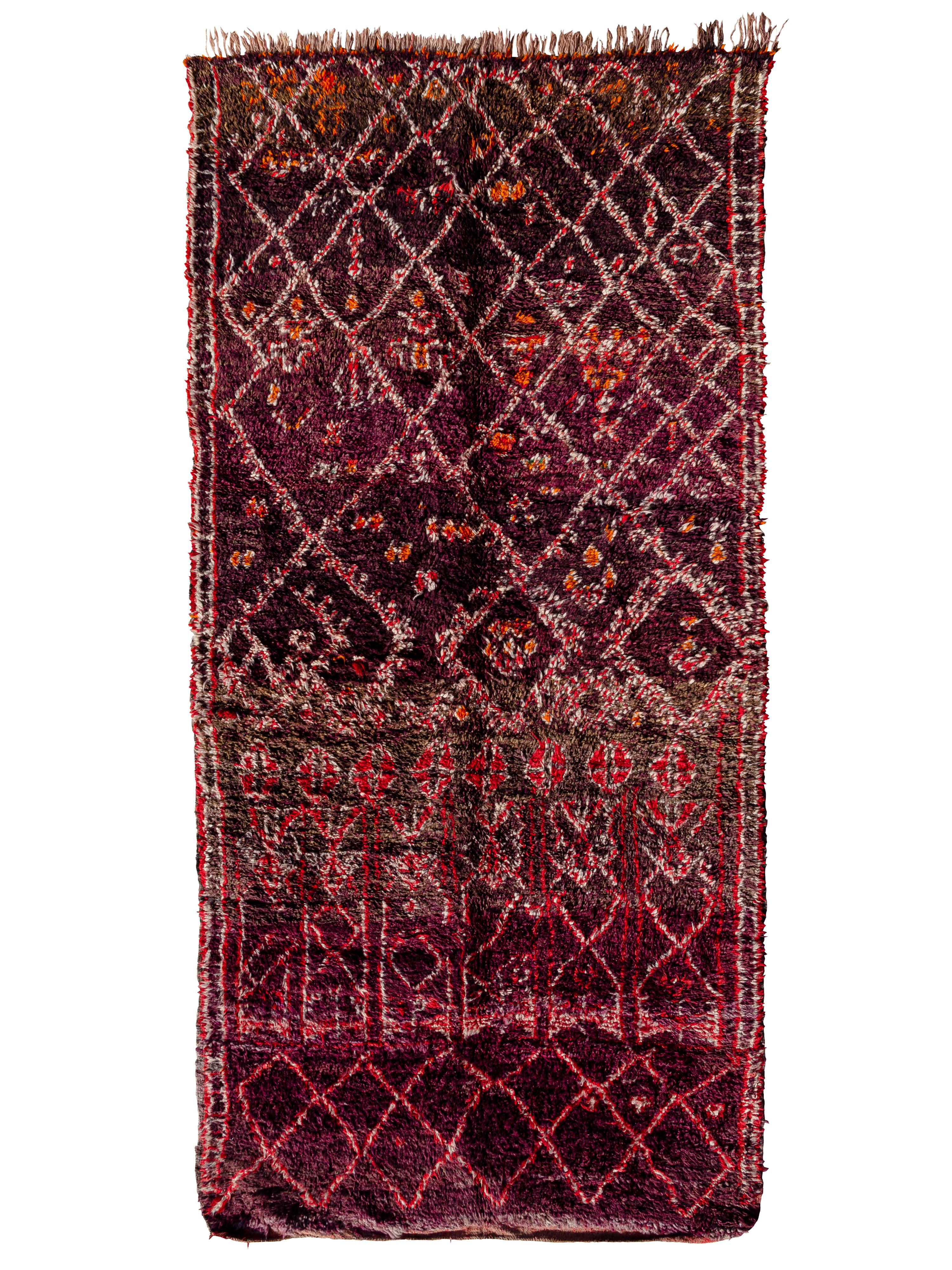 Wool Deep Toned Vintage Moroccan Beni M'Guild Carpet Curated By Breuckelen Berber For Sale