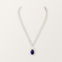 D-Block Deep Violet Blue Tanzanite Pendant 17.49 CT of the Finest Color GIA CERT