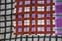 Deep Violet Borders With Vivid "Center" Plum & Violet Plaid Silk Scarf