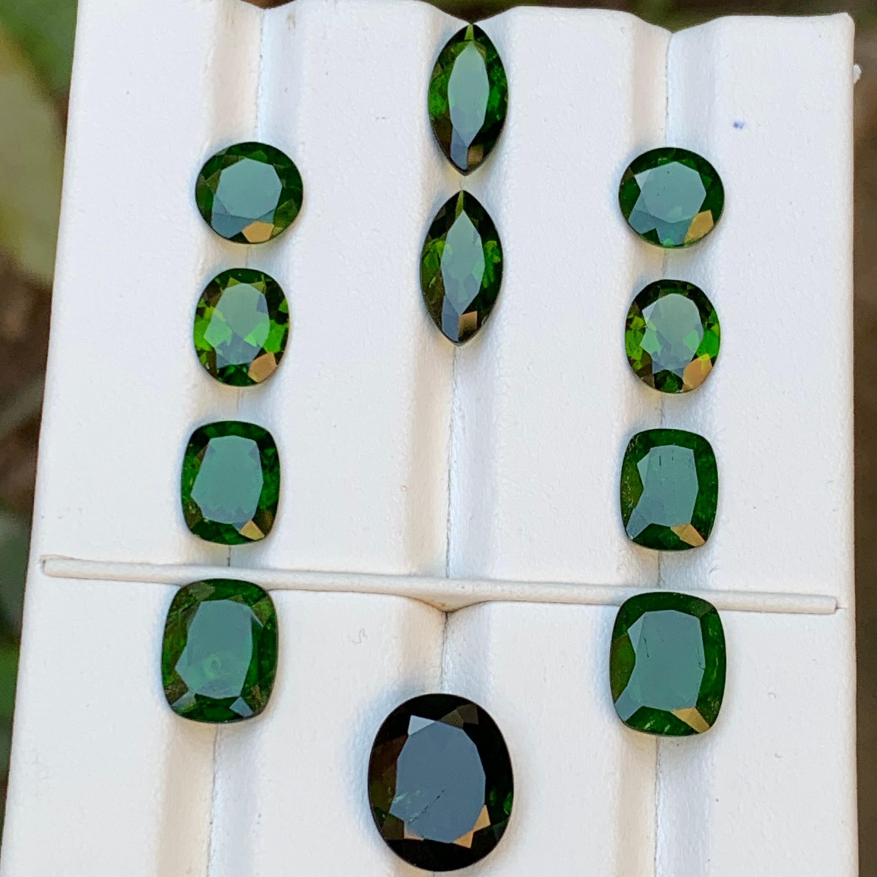Deep Vivid Green Natural Diopside Garnet Loose Gemstones Pairs 25 Ct-Jewelry Set For Sale 4