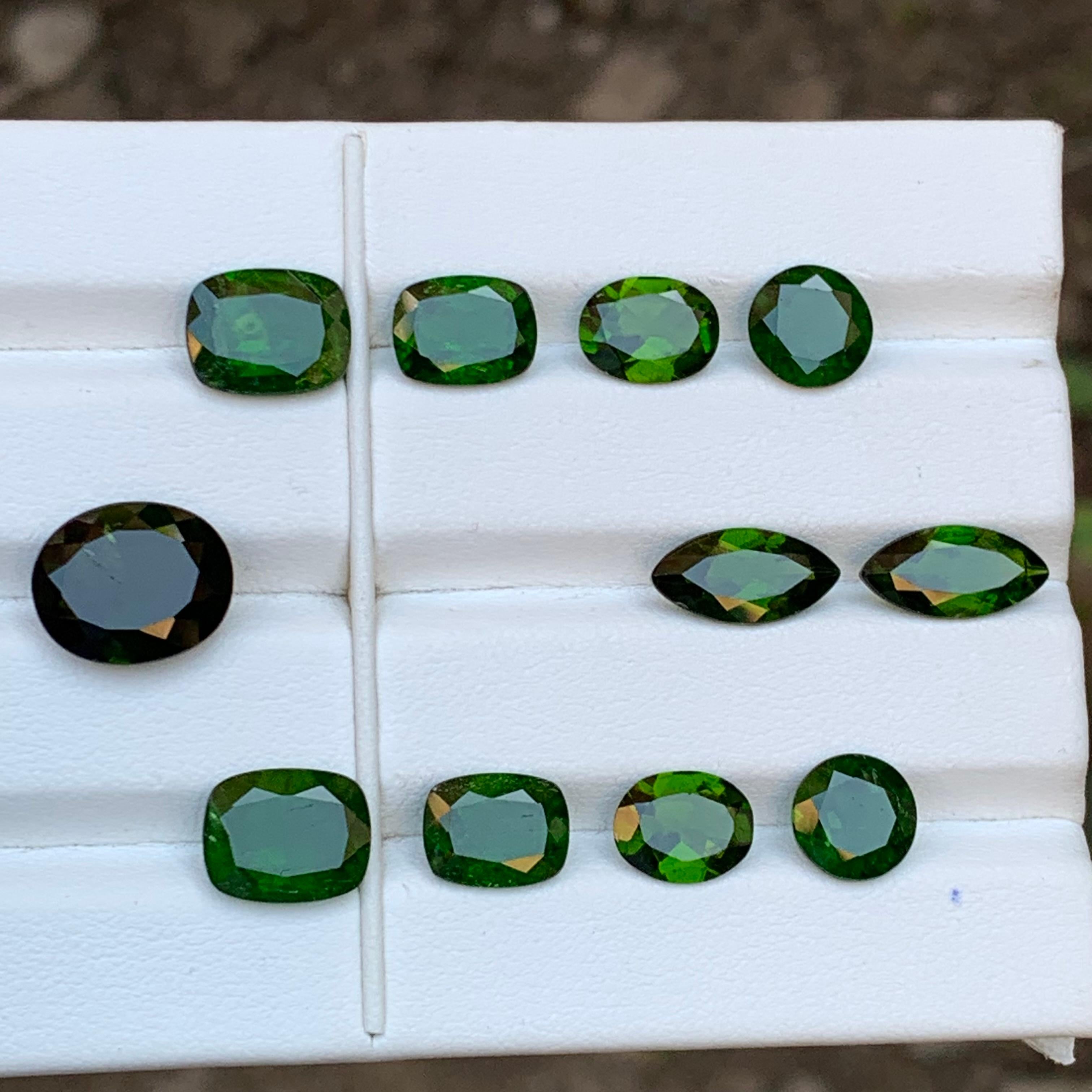 Deep Vivid Green Natural Diopside Garnet Loose Gemstones Pairs 25 Ct-Jewelry Set For Sale 5