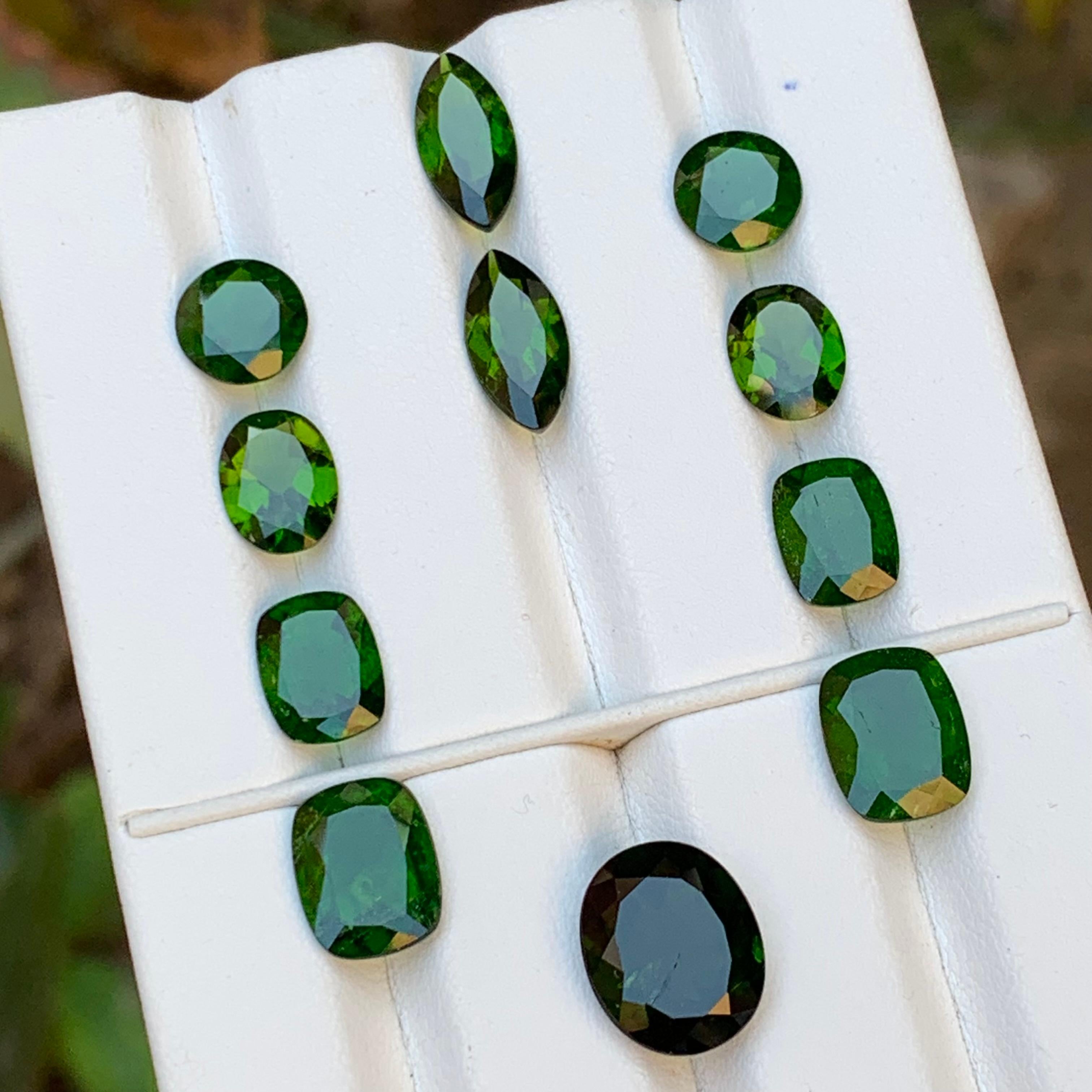 Deep Vivid Green Natural Diopside Garnet Loose Gemstones Well Matched Pairs for Jewelry Set Making e.g Ring, Necklace, Bracelet or any other Jewelry Setting!!

💎 GEMSTONE TYPE: Diopside Garnet
⚖️ WEIGHT: 25.00 Carat
🪚 SHAPE & CUT: Cushion, Round,