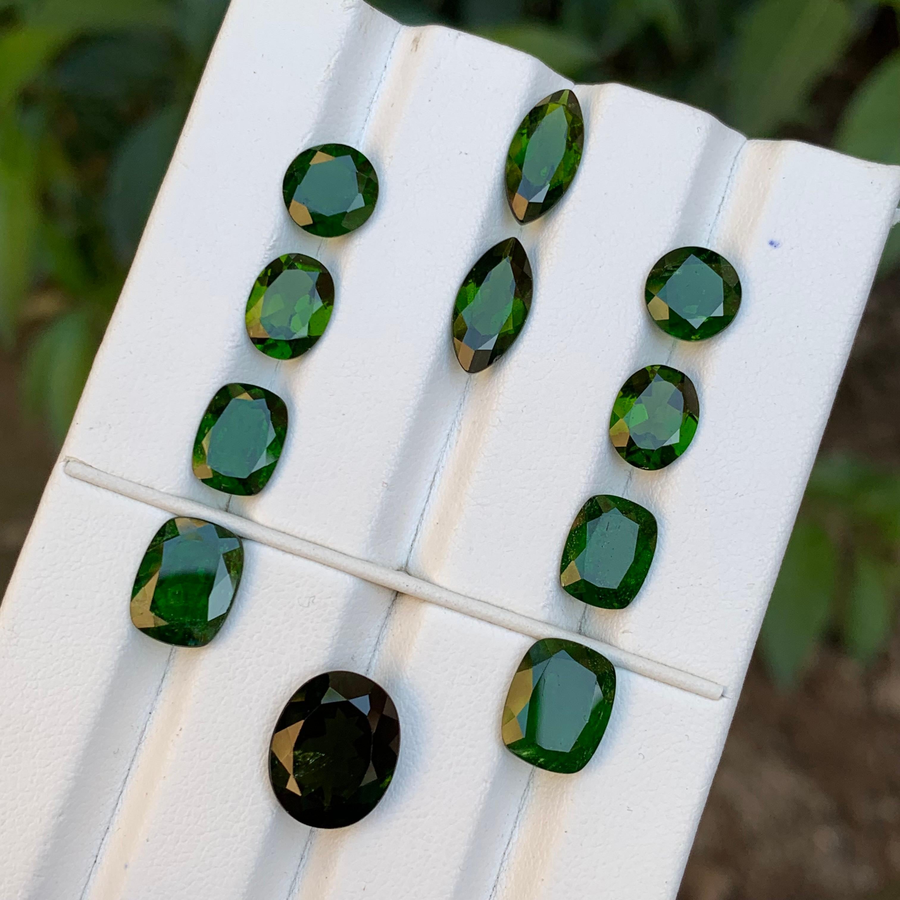 Contemporary Deep Vivid Green Natural Diopside Garnet Loose Gemstones Pairs 25 Ct-Jewelry Set For Sale