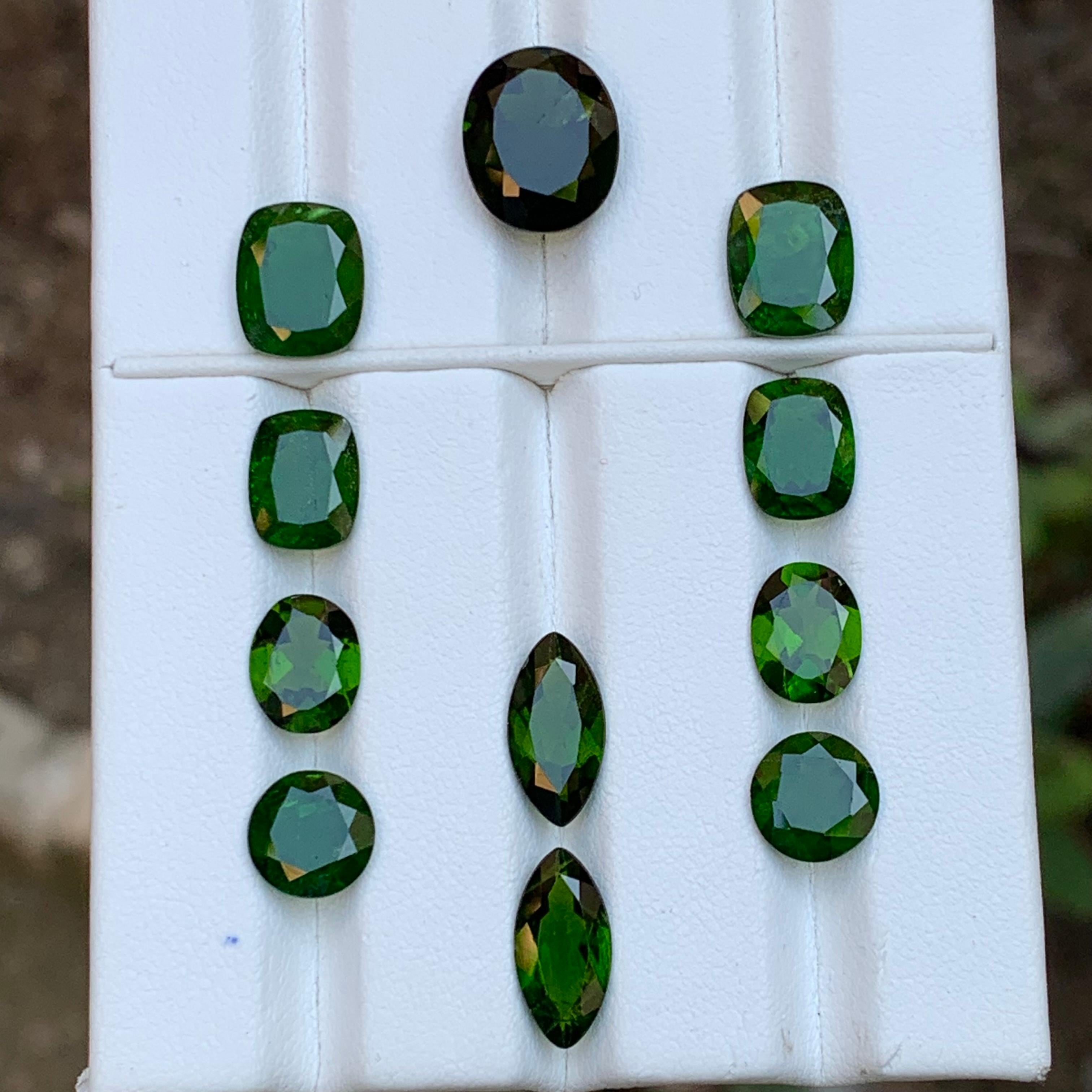 Mixed Cut Deep Vivid Green Natural Diopside Garnet Loose Gemstones Pairs 25 Ct-Jewelry Set For Sale