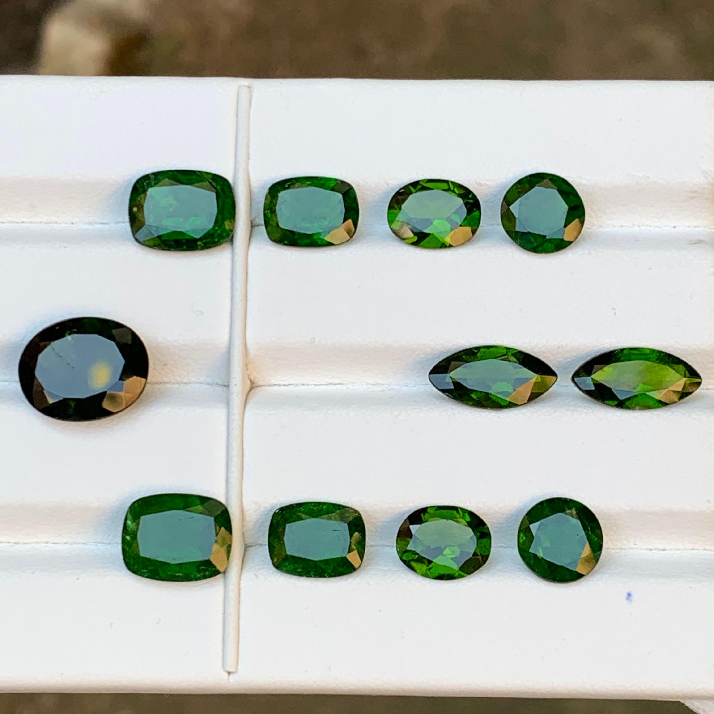 Deep Vivid Green Natural Diopside Garnet Loose Gemstones Pairs 25 Ct-Jewelry Set In New Condition For Sale In Peshawar, PK