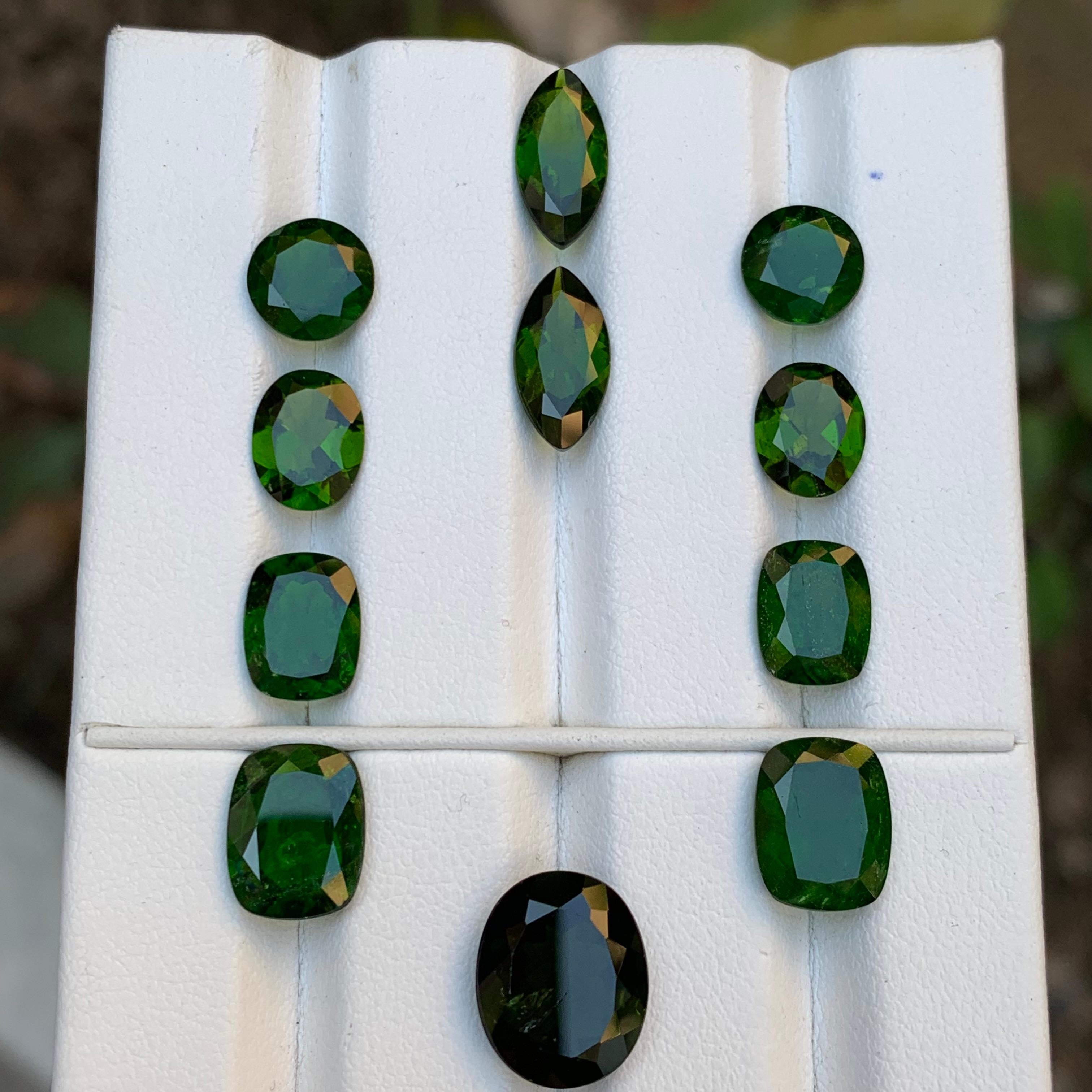 Deep Vivid Green Natural Diopside Garnet Loose Gemstones Pairs 25 Ct-Jewelry Set For Sale 1