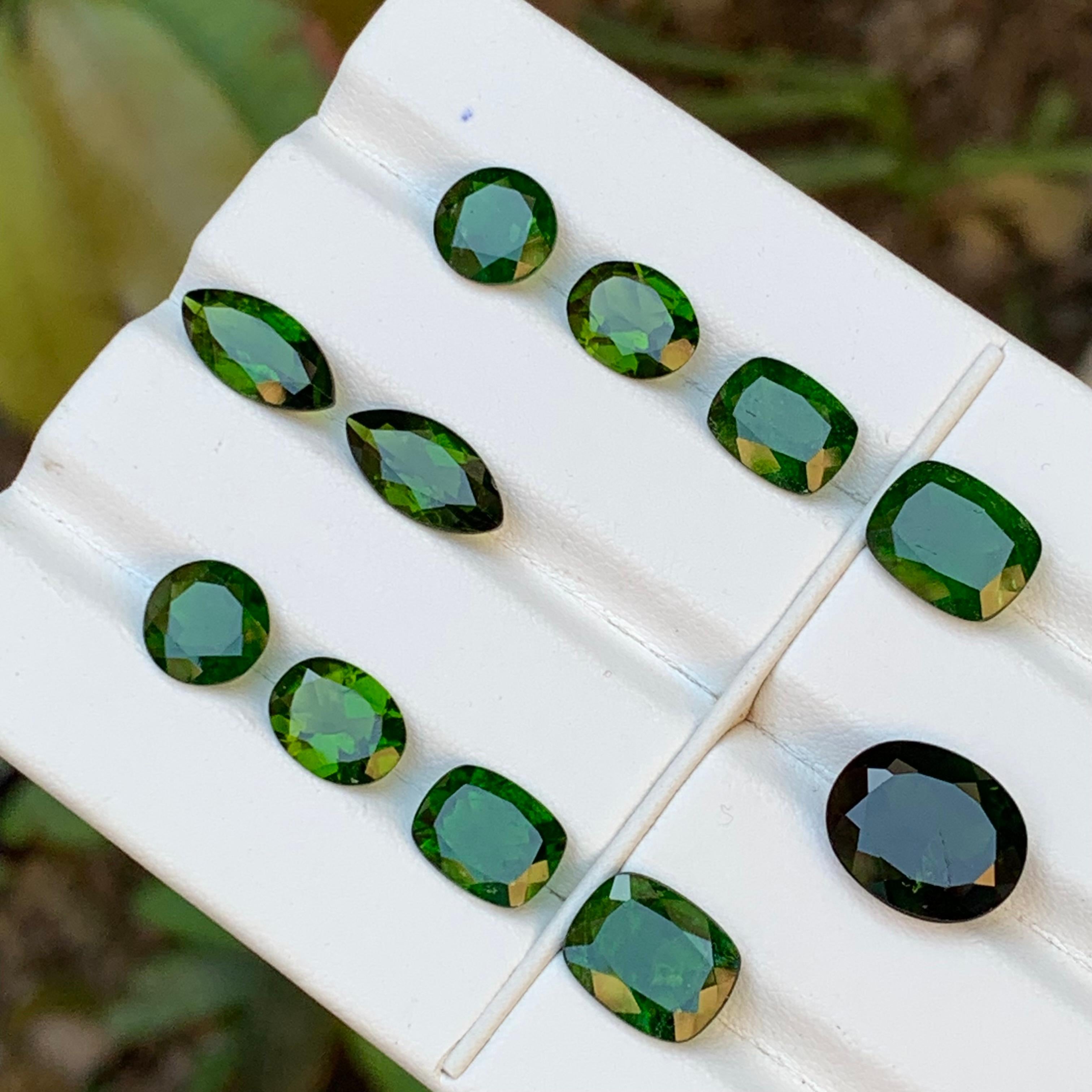 Deep Vivid Green Natural Diopside Garnet Loose Gemstones Pairs 25 Ct-Jewelry Set For Sale 3