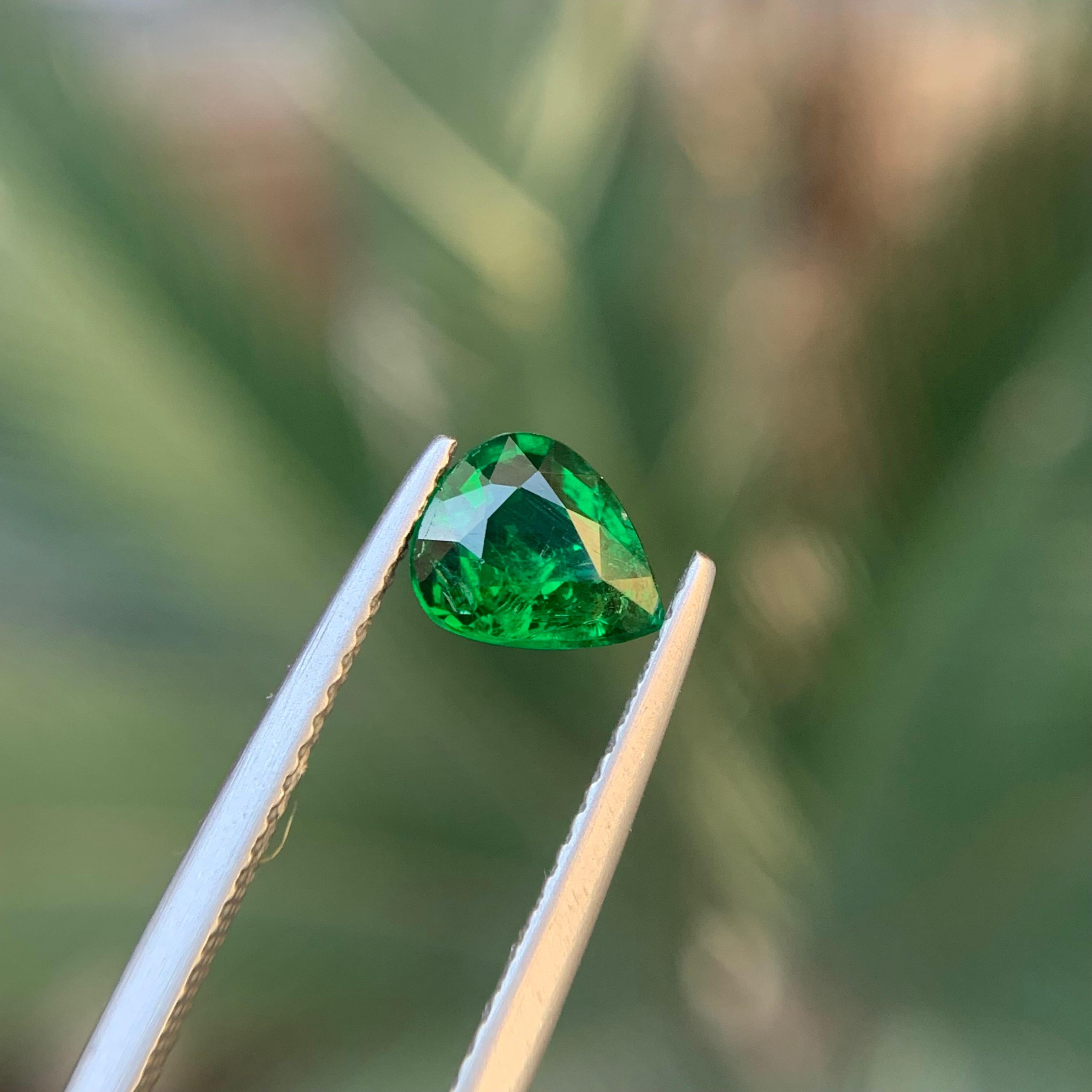 Anello di tsavorite naturale verde intenso, ciondolo, gemma sciolta 1 carato taglio pera in vendita 3