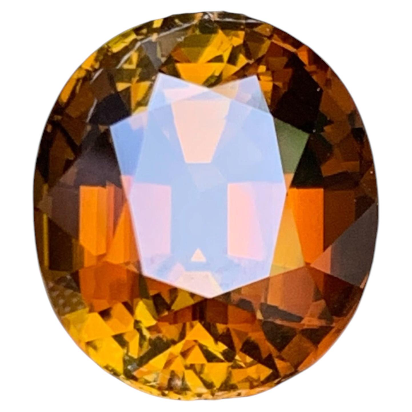 Deep Yellowish Orange Sunset Natural Tourmaline 10.64 Ct Oval Cut Loose Gemstone For Sale