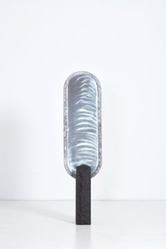 Deeper Space Standing Mirror in Aluminum & Belfast Black Granite by Jesse Ede