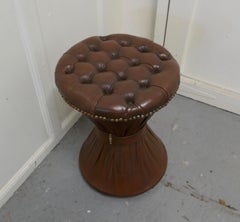 Deeply Buttoned Tam Tam Leather Stool