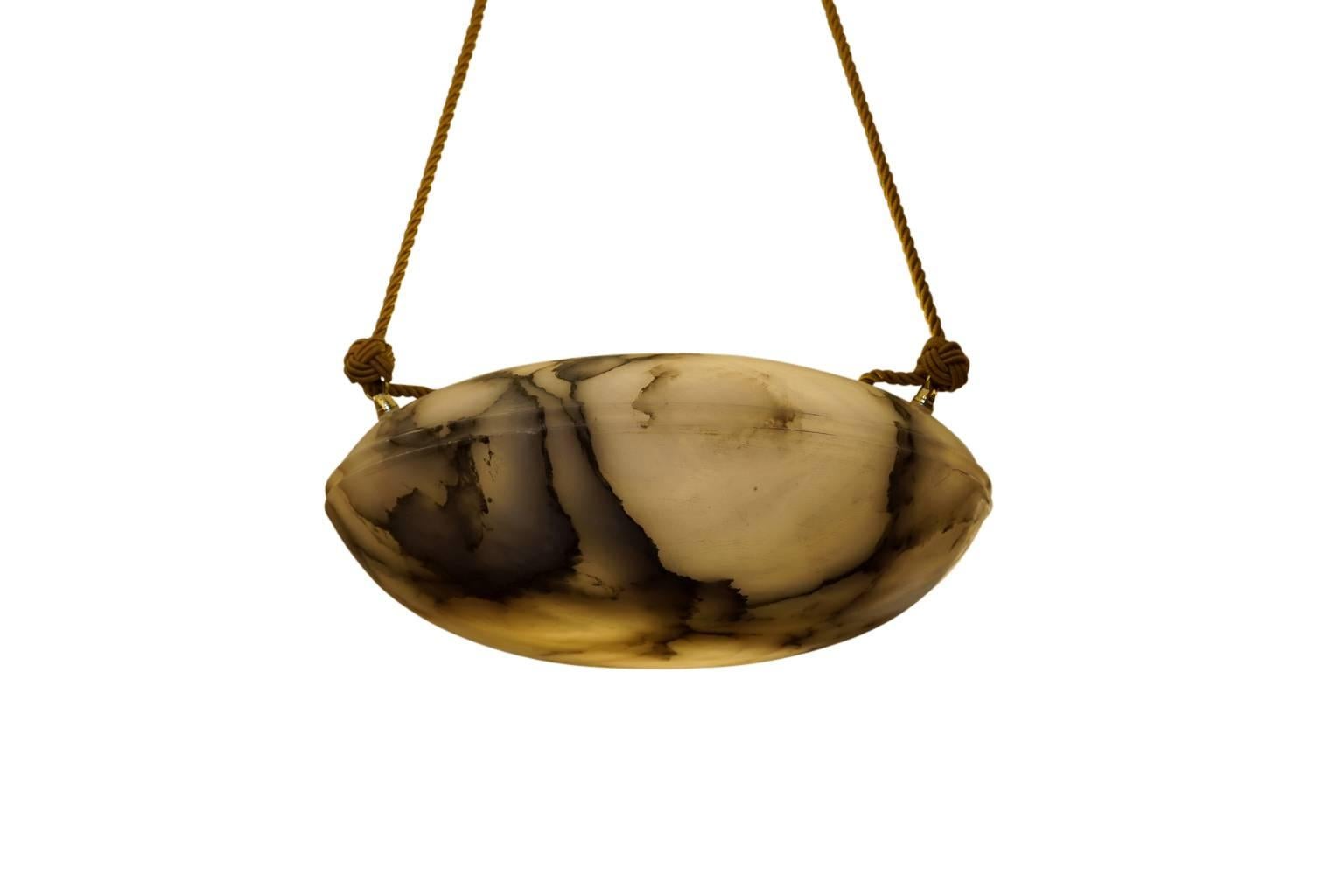 Jugendstil Deeply Veined Alabaster Pendant, Sweden, circa 1910