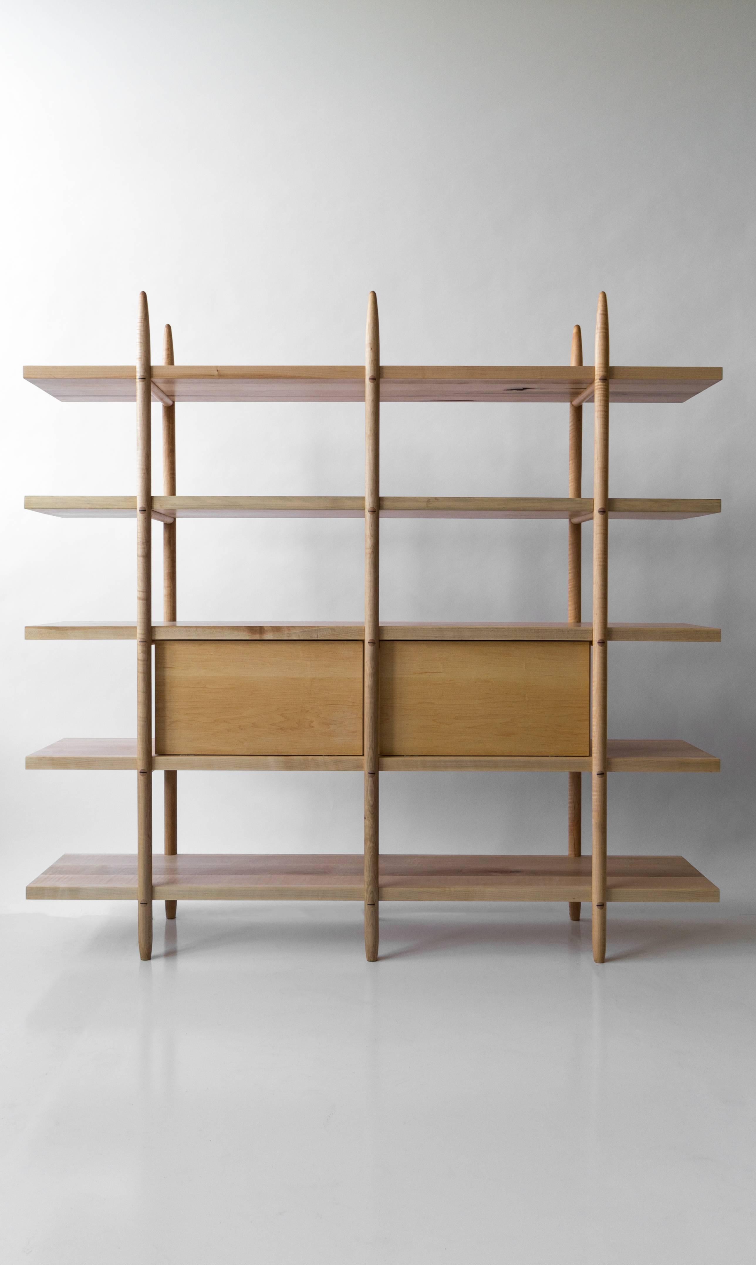 Deepstep Shelving, Maple and Ebony Modular Storage with Fine Wood Detailing In New Condition In Ridgewood, NY