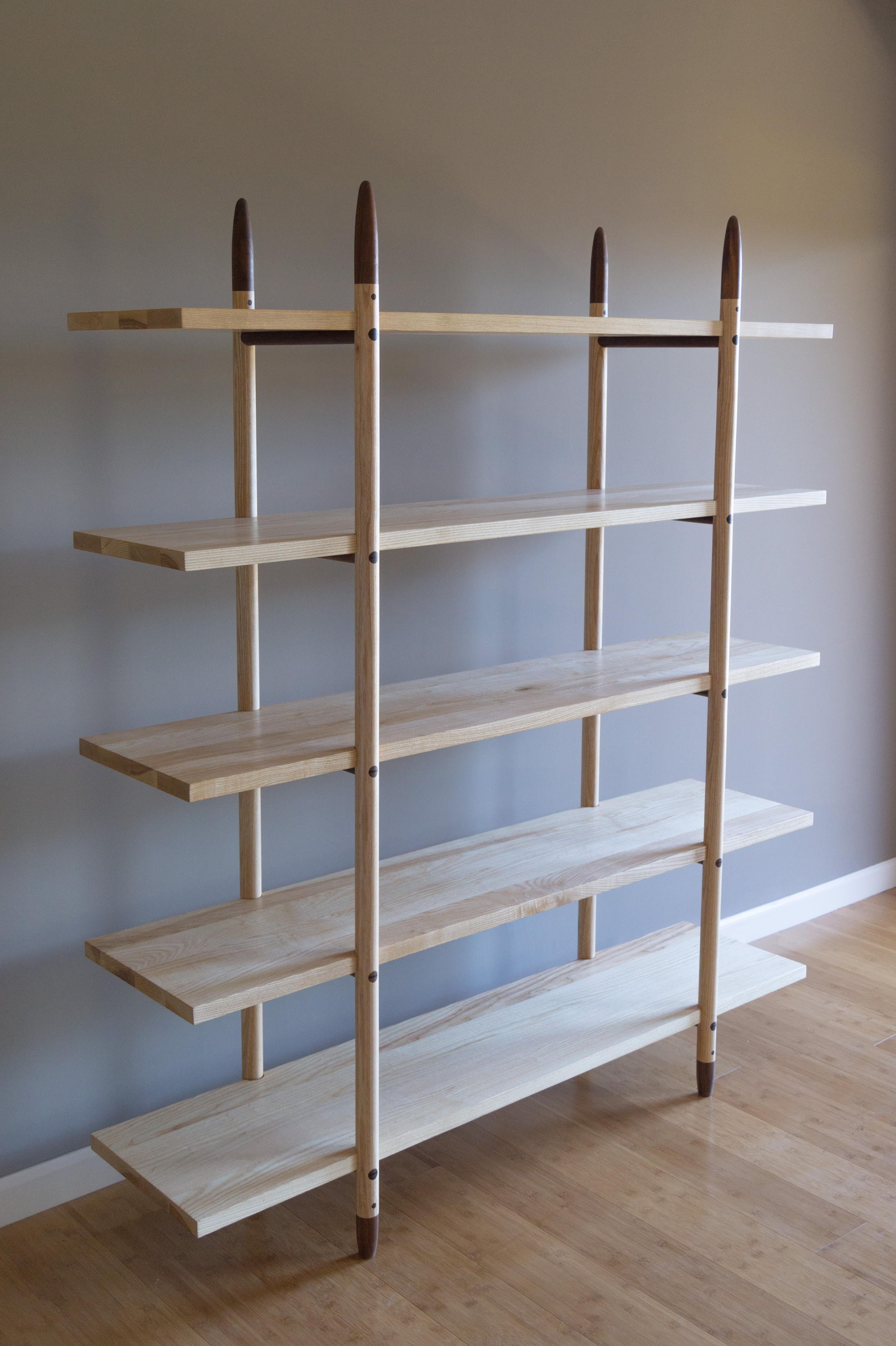 Deepstep Shelving, Maple, Walnut and Ebony Bookshelf with Fine Wood Detailing  For Sale 9