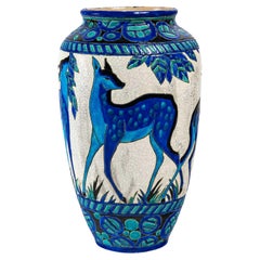 "Deer and doe" Vase by Charles Catteau Boch-Keramis