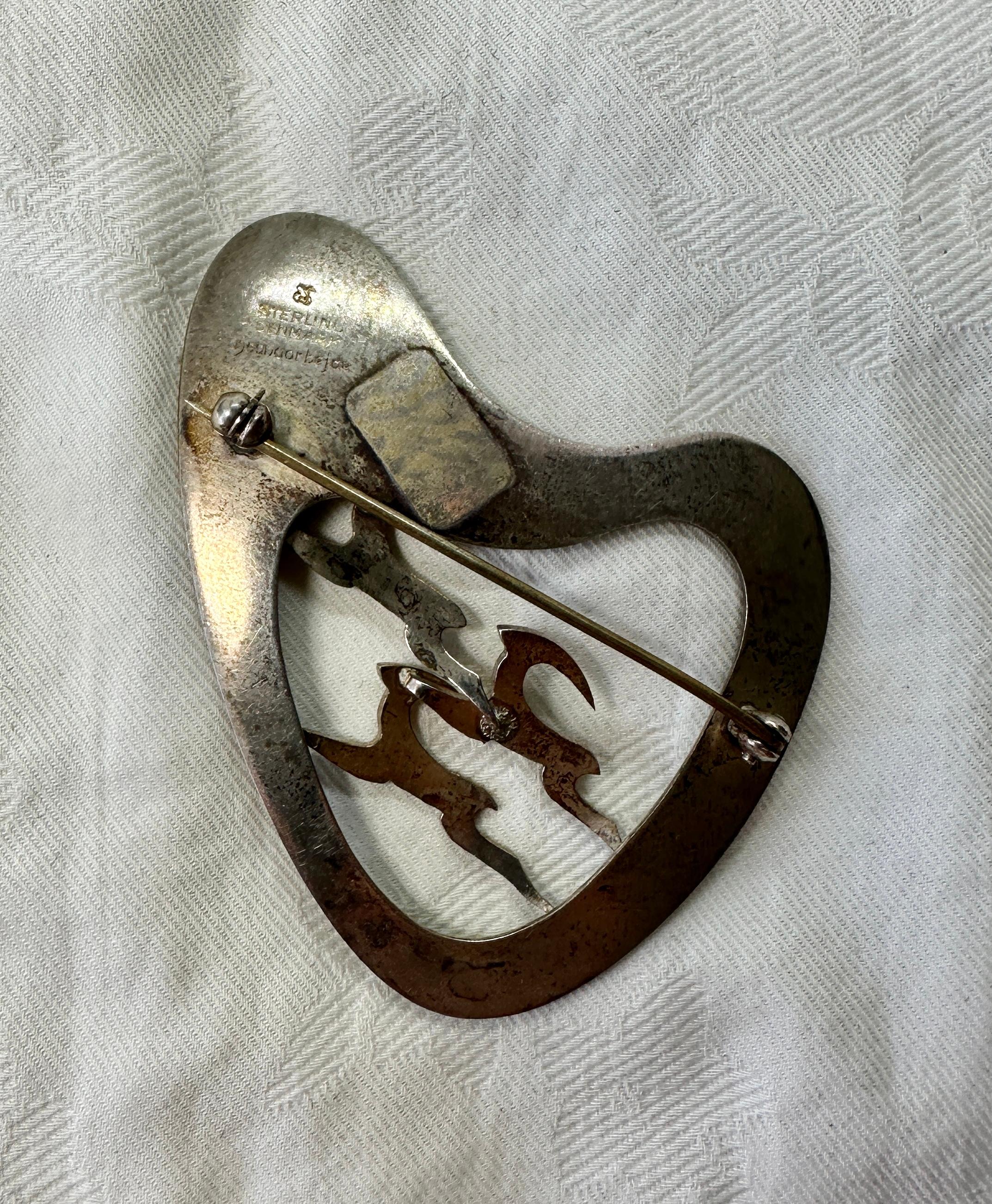 Deer Antelope Brooch Denmark Sterling Silver Mid-Century Modernist Haandarbejde  For Sale 2