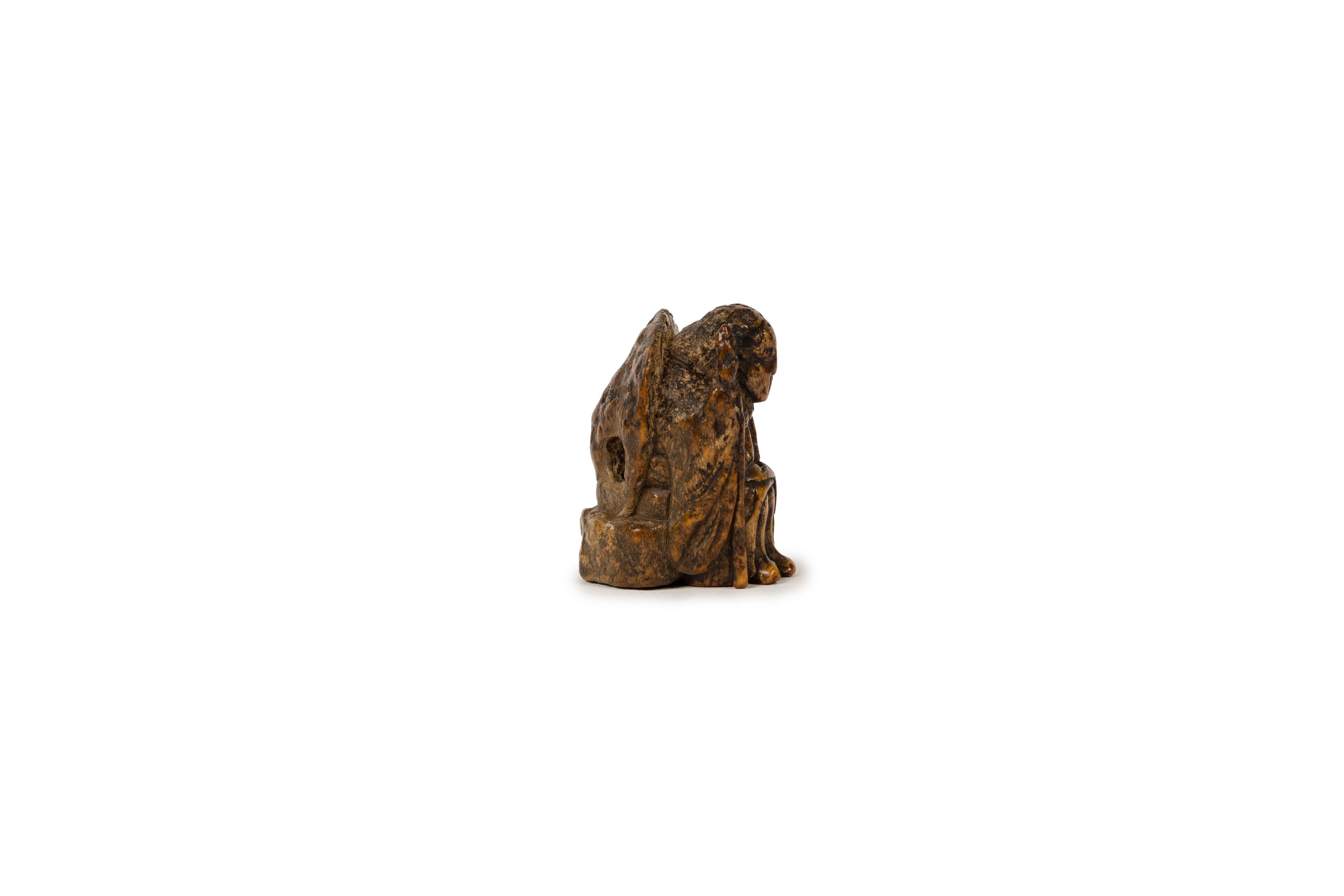 Meiji Deer Antler netsuke in the form of an elderly with a turtle shell on his back For Sale