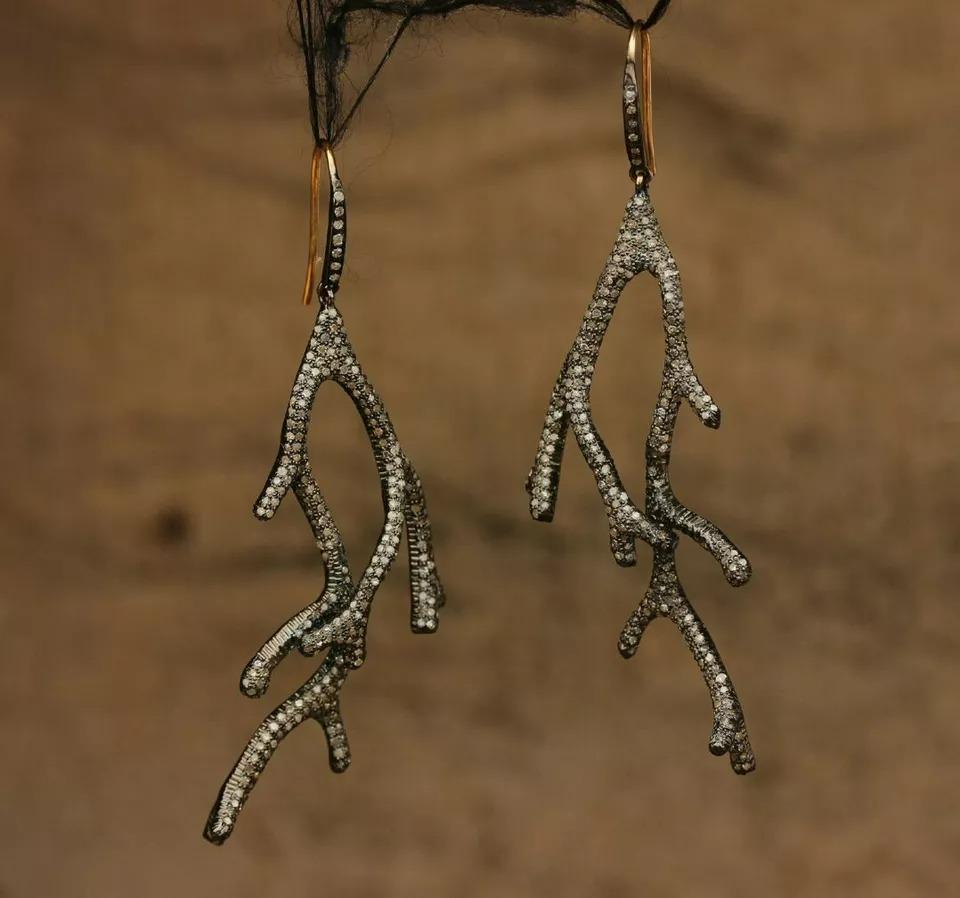 Deer Antler Earring Pave Diamond Fine Earring 14k Gold&925 Silver Earring
Light weight can be worn everyday

Additional information:
Condition: New without tags: A brand-new, unused, and unworn item (including handmade items) that is not in original