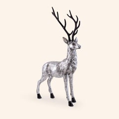 Ciervo de Orfebre Alcino Hecho a mano en plata de ley con madera de jacarandá