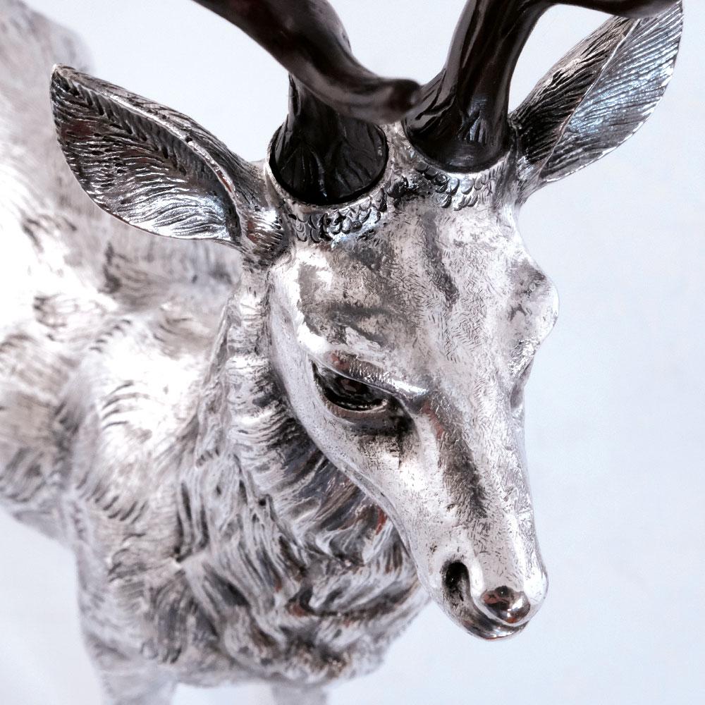 Contemporary Deer by Alcino Silversmith Handcrafted in Sterling Silver with Jacaranda Wood For Sale