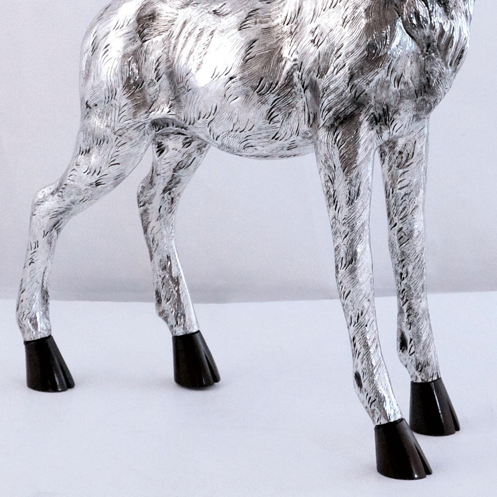 Deer by Alcino Silversmith Handcrafted in Sterling Silver with Jacaranda Wood For Sale 2