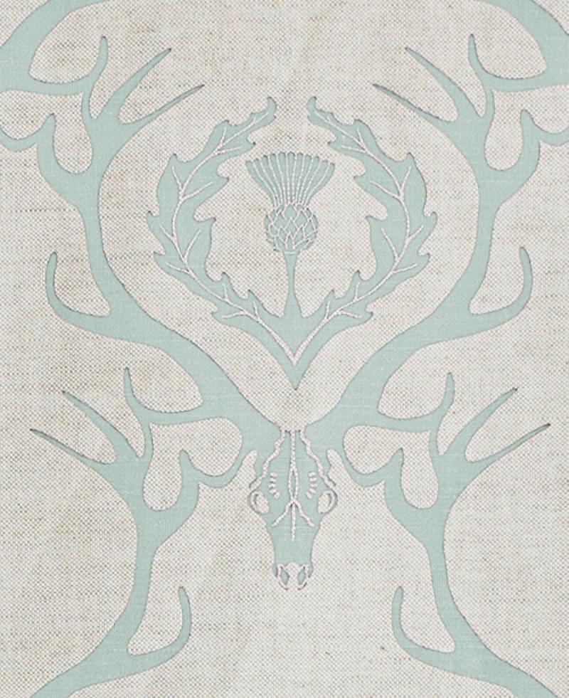 British 'Deer Damask' Contemporary, Traditional Fabric in Claret For Sale