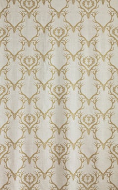 'Deer Damask' Contemporary, Traditional Fabric in Gold