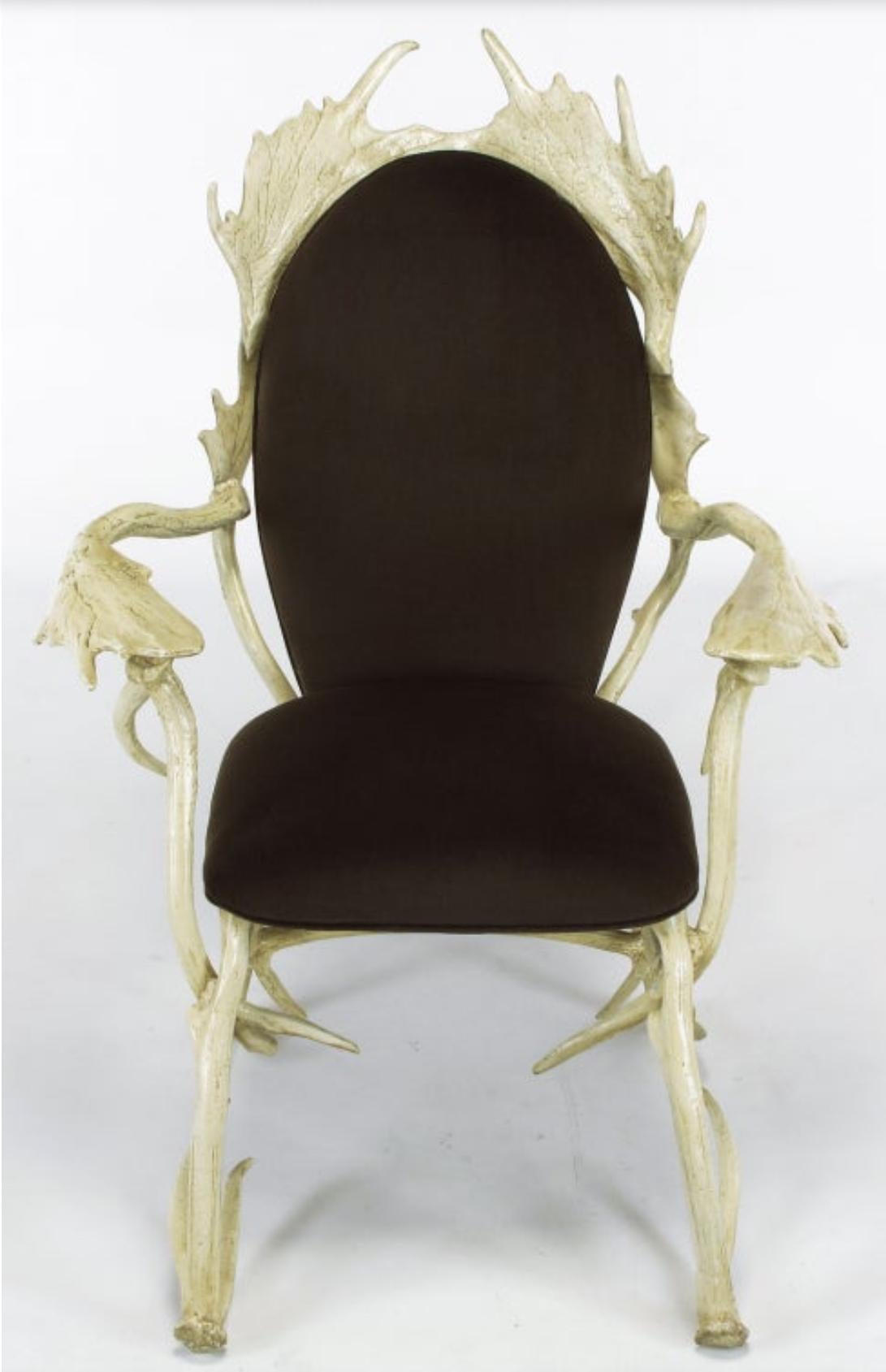 Chaise trône en bois de cerf, d'élan et de mauresque dans le style d'Arthur Court en vente 6