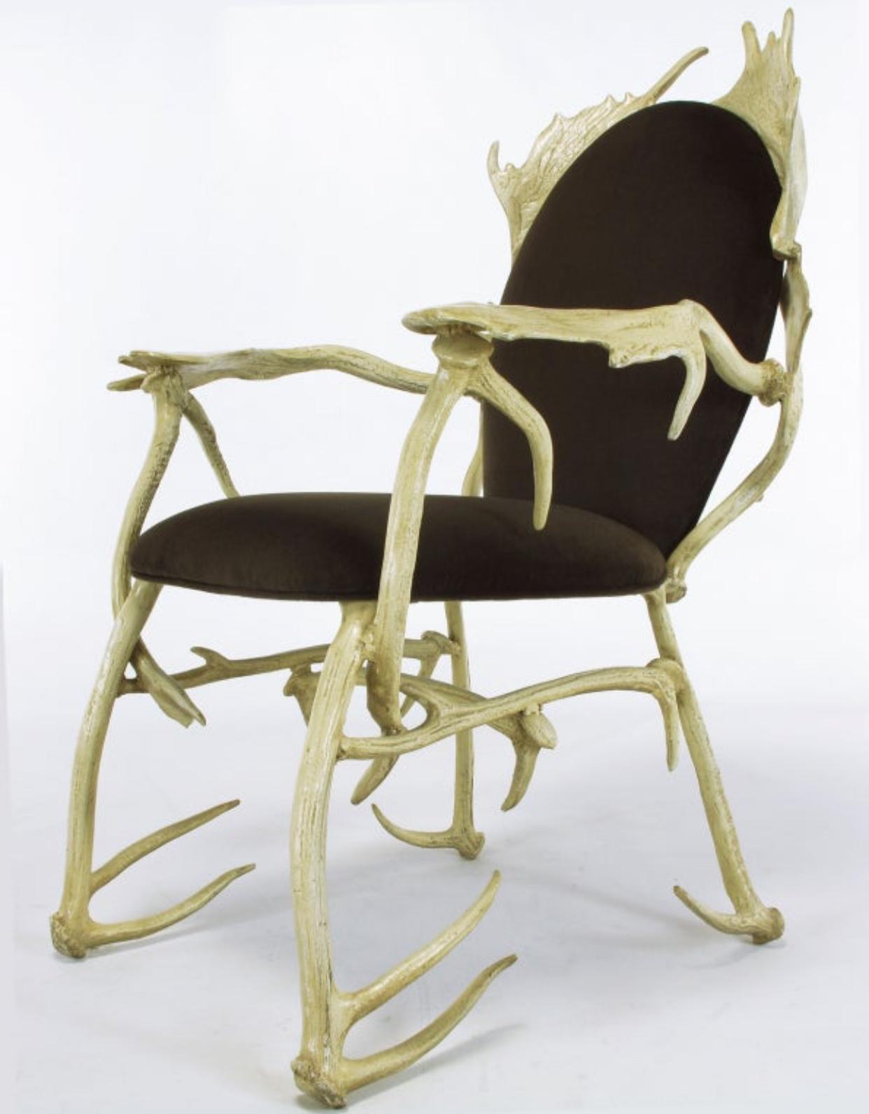 Chaise trône en bois de cerf, d'élan et de mauresque dans le style d'Arthur Court en vente 7