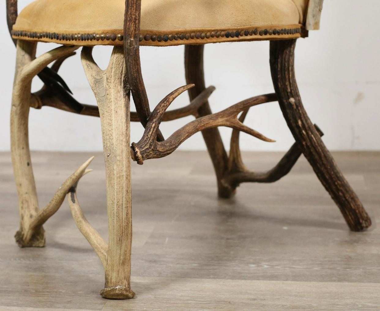 Chaise trône en bois de cerf, d'élan et de mauresque dans le style d'Arthur Court en vente 1