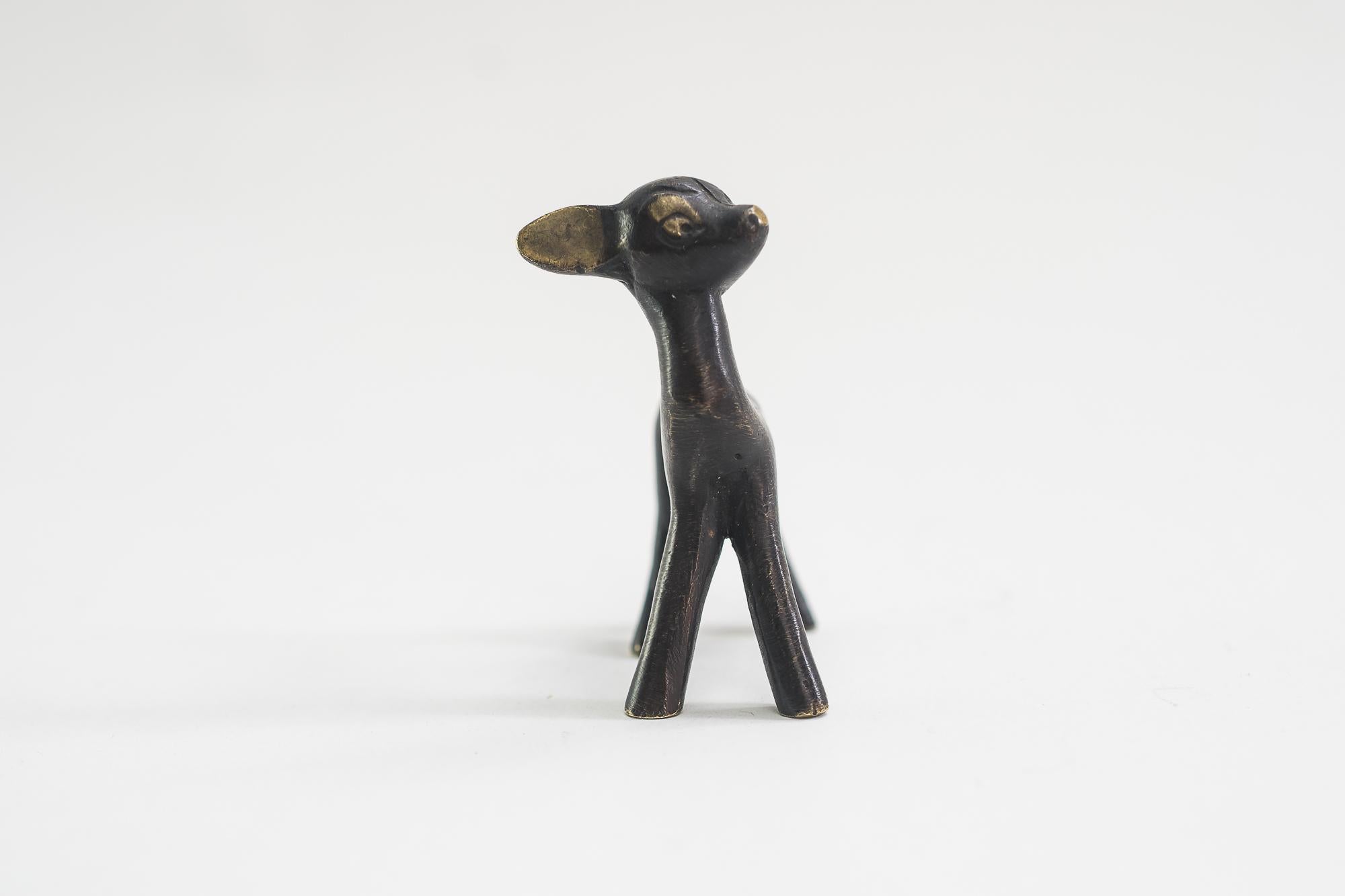 Blackened Deer Figurine by Walter Bosse, Vienna, circa 1950s