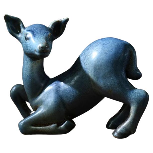 Deer Figurine in Ceramic by Gunnar Nylund For Sale