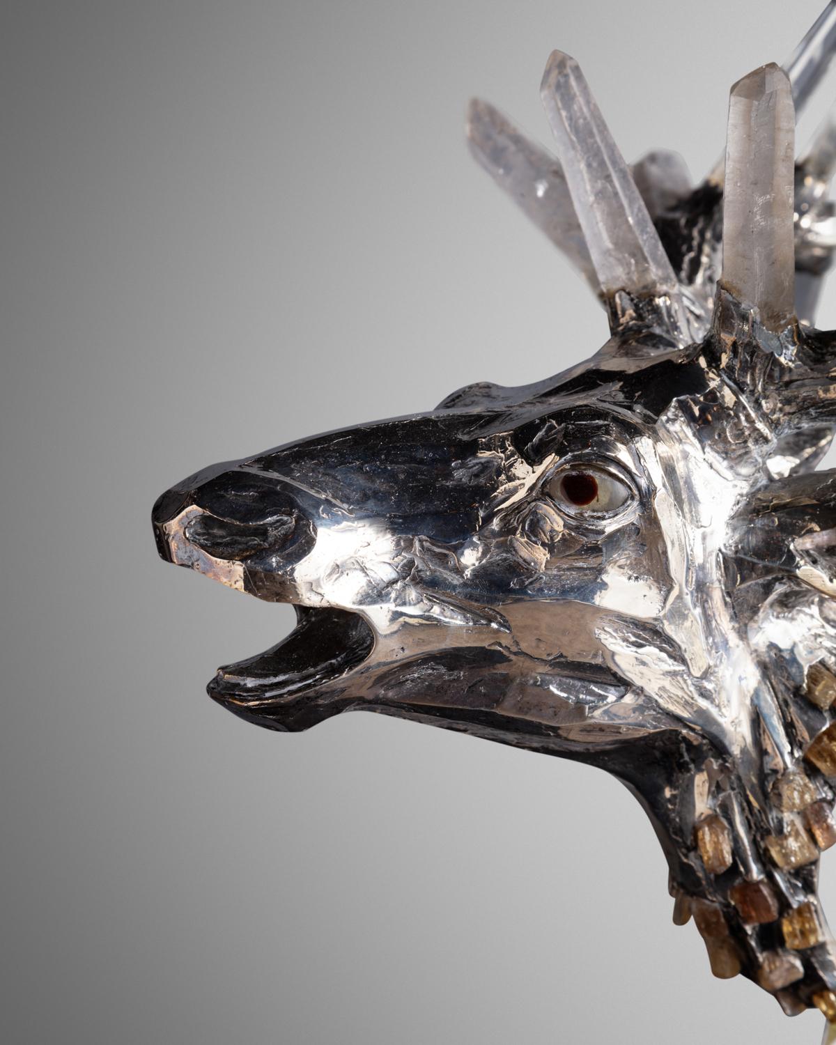 Modern Deer Head by Mellerio dits Meller 'founded 1613' France, circa 1980 For Sale