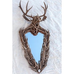 Deer Head Crest Antler Mirror by The Peak Antler