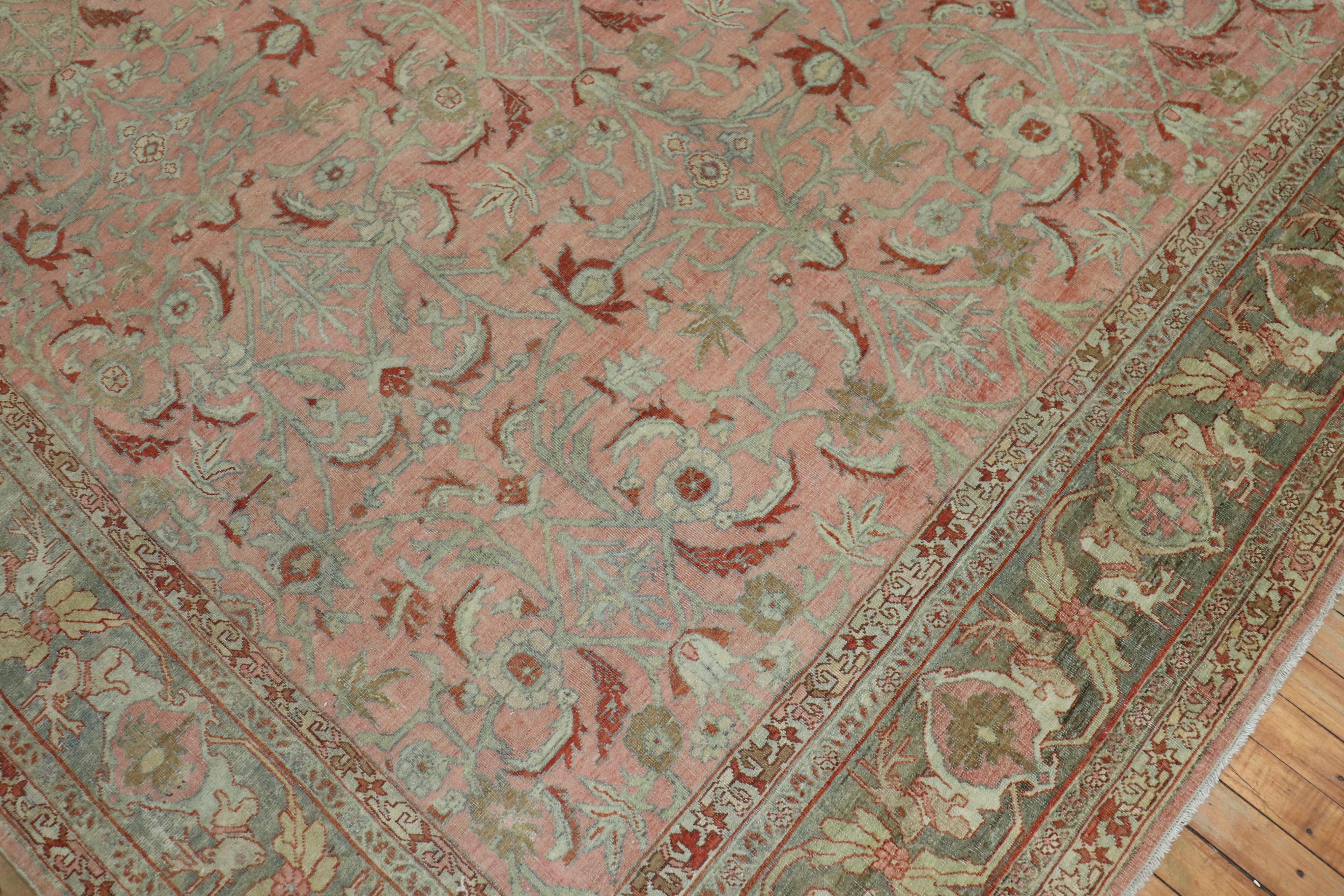 Rosa antiker persischer Bidjar-Teppich mit Hirschkopf und Bildern in Bildgröße im Angebot 4