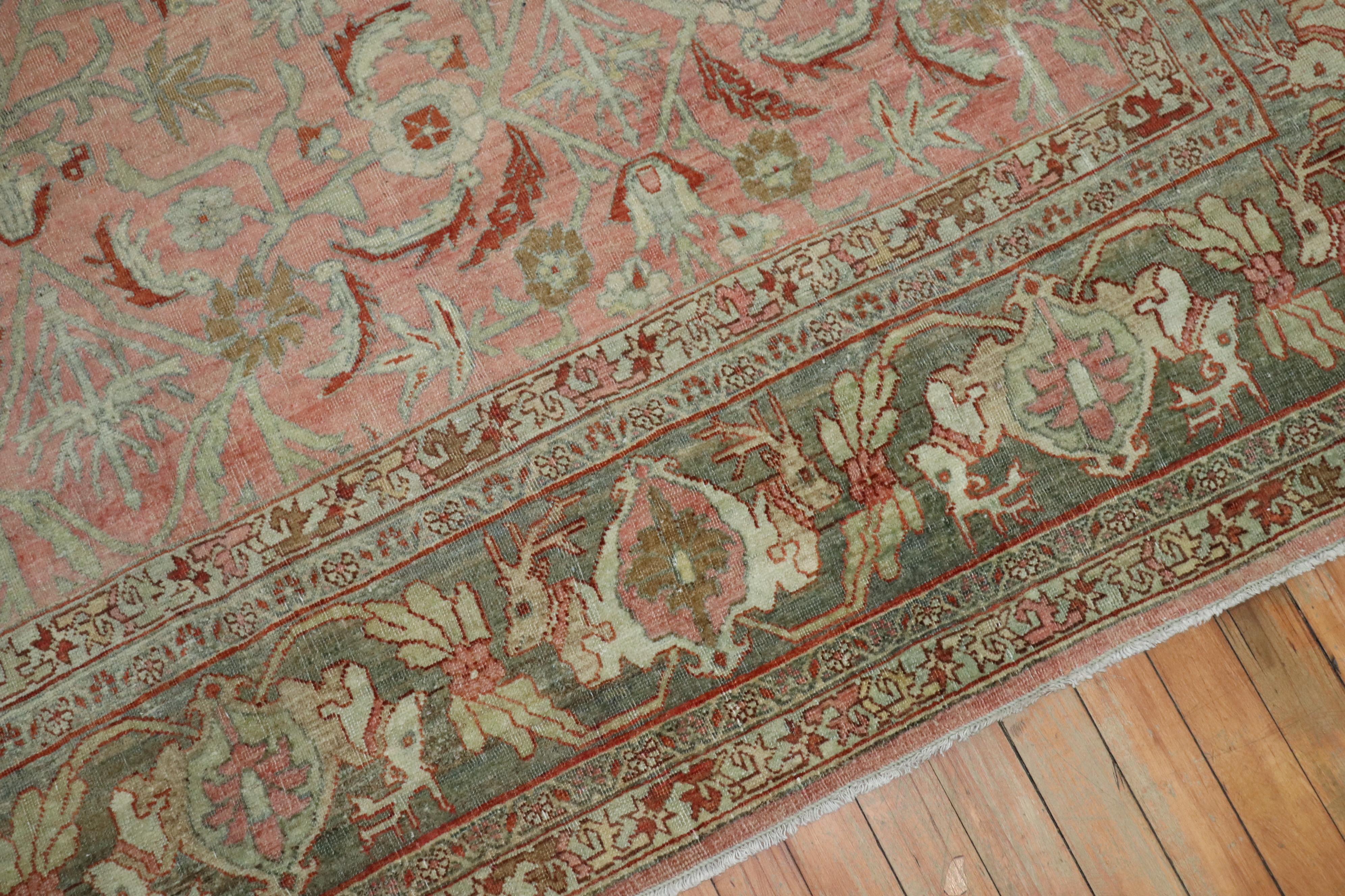 Rosa antiker persischer Bidjar-Teppich mit Hirschkopf und Bildern in Bildgröße (Persisch) im Angebot